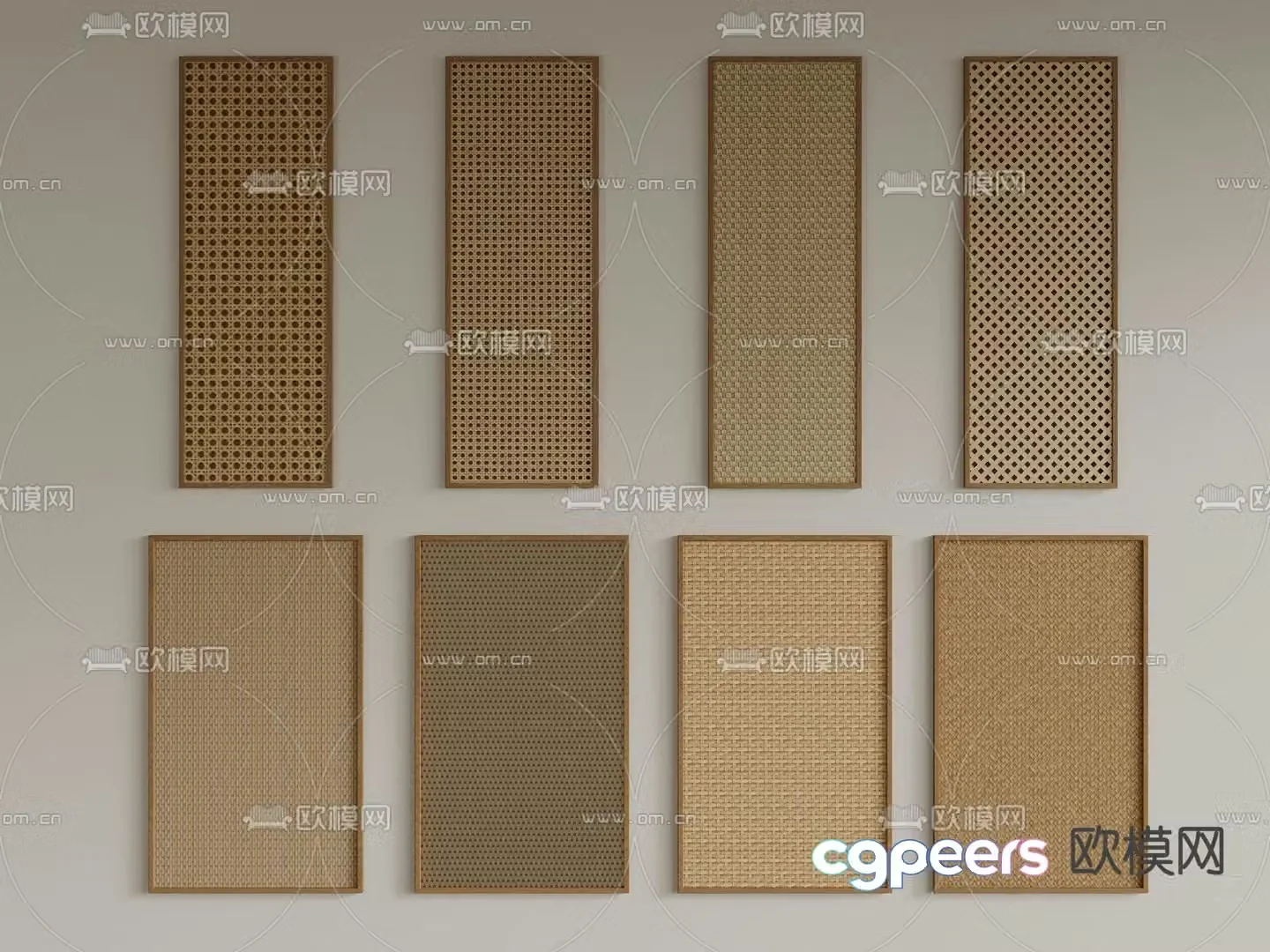 Wasabi Rattan cabinet door wardrobe door panel 3D model