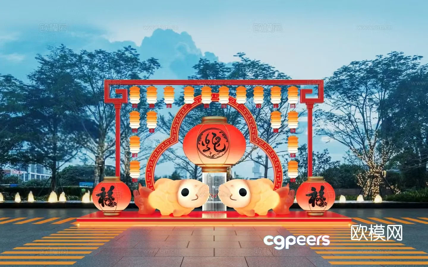 National trend beauty Chen Year of the Snake beauty Chen Lantern Festival 3D model