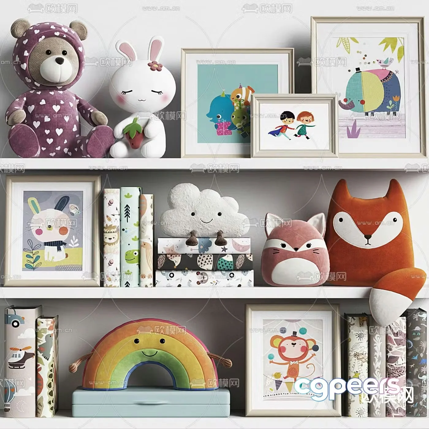 Modern children’s dolls toys books ornaments 3d model