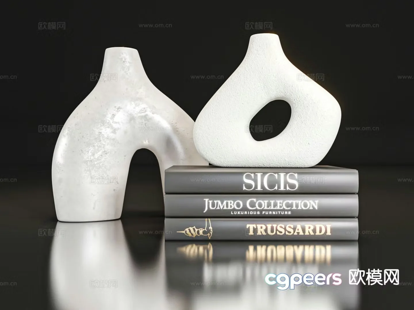Ornaments sculptures books 3D model