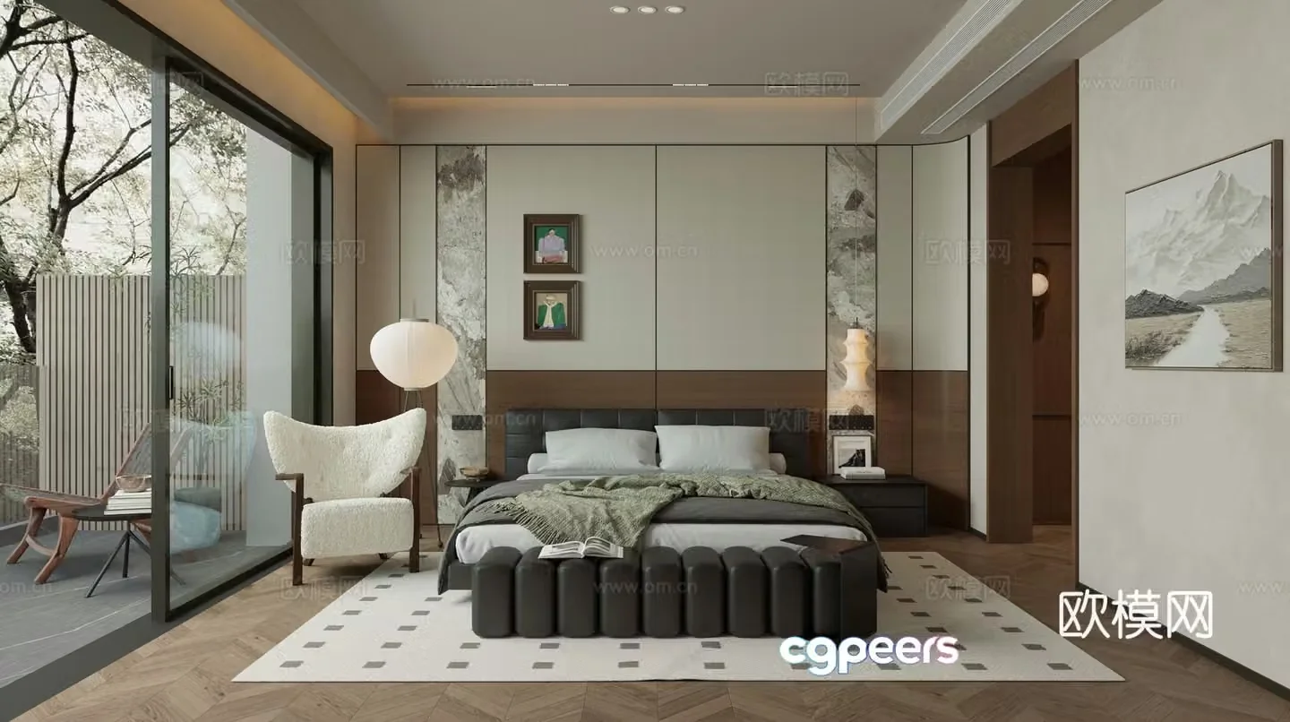 Literary and ancient style home bedroom 3D model
