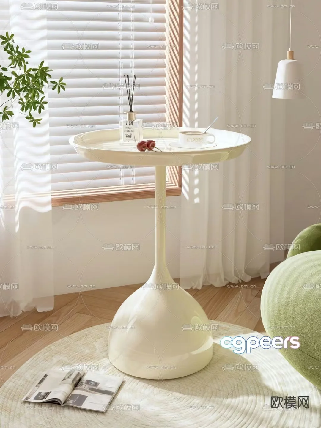 Creamy round table corner table side table 3D model