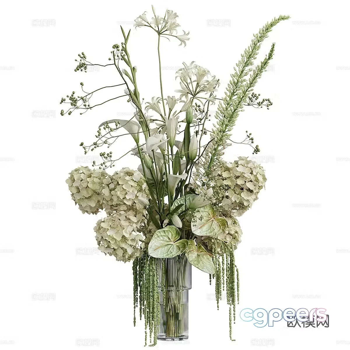 Modern vase flower art flower arrangement 3d model
