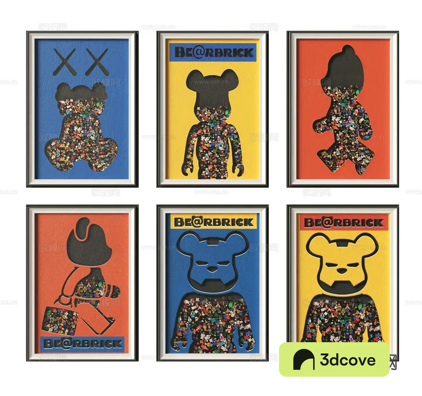 Modern decorative painting violent bear hanging painting 3d model
