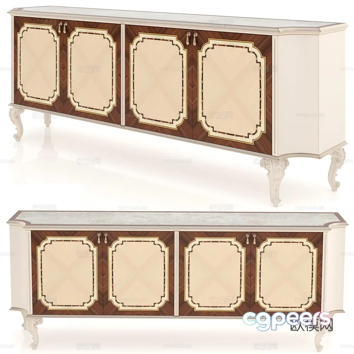 Classic Sideboard Furniture 3D Model – 5444 – VRAY Render