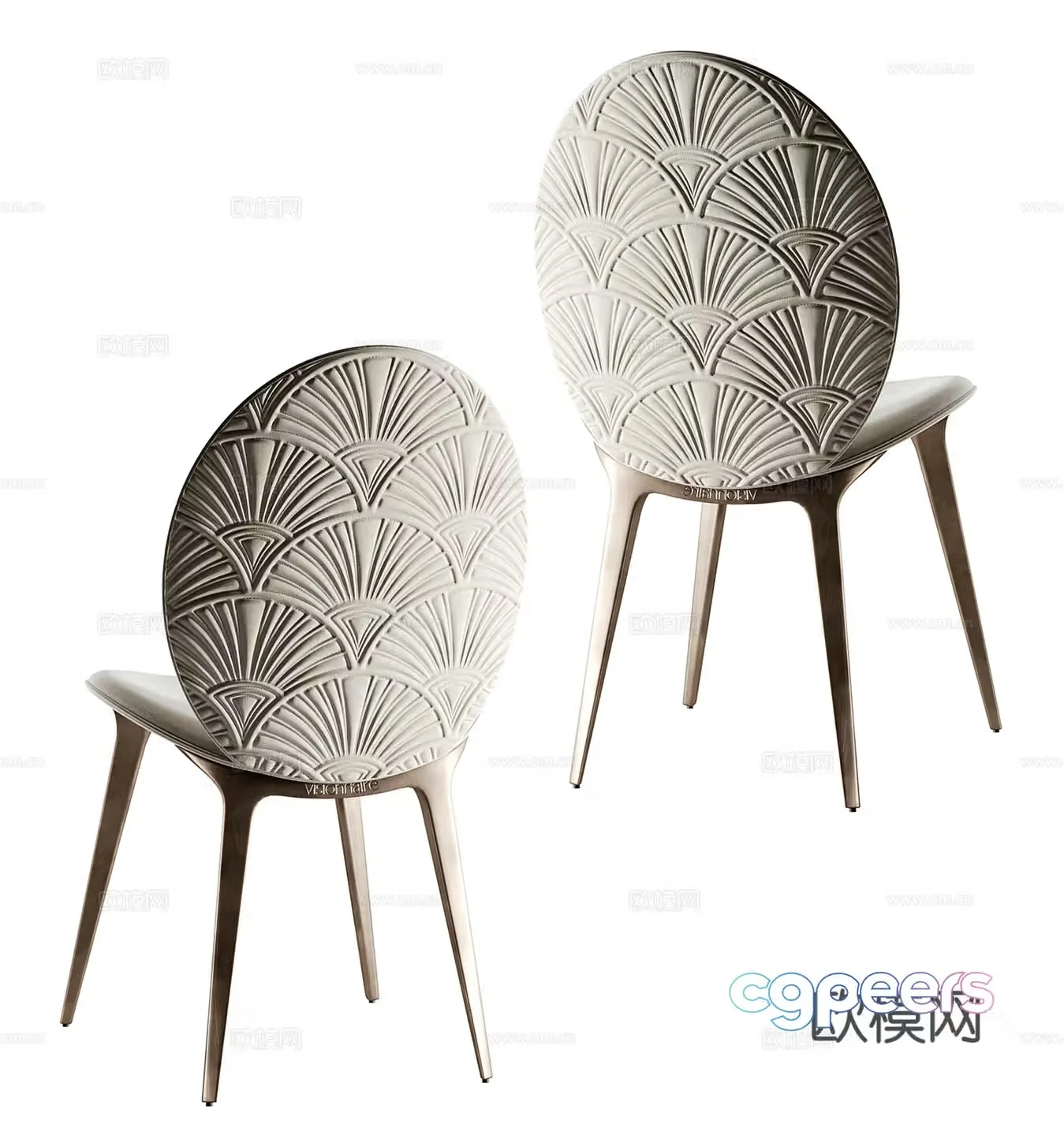 Light luxury embossed dining chair single chair 3d model