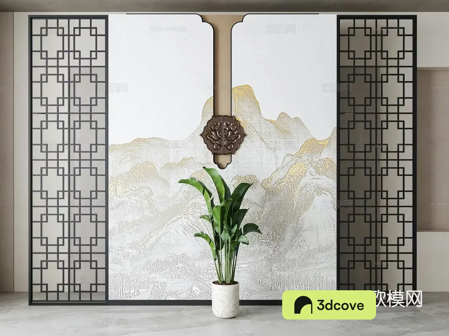 New Chinese sofa background wall
