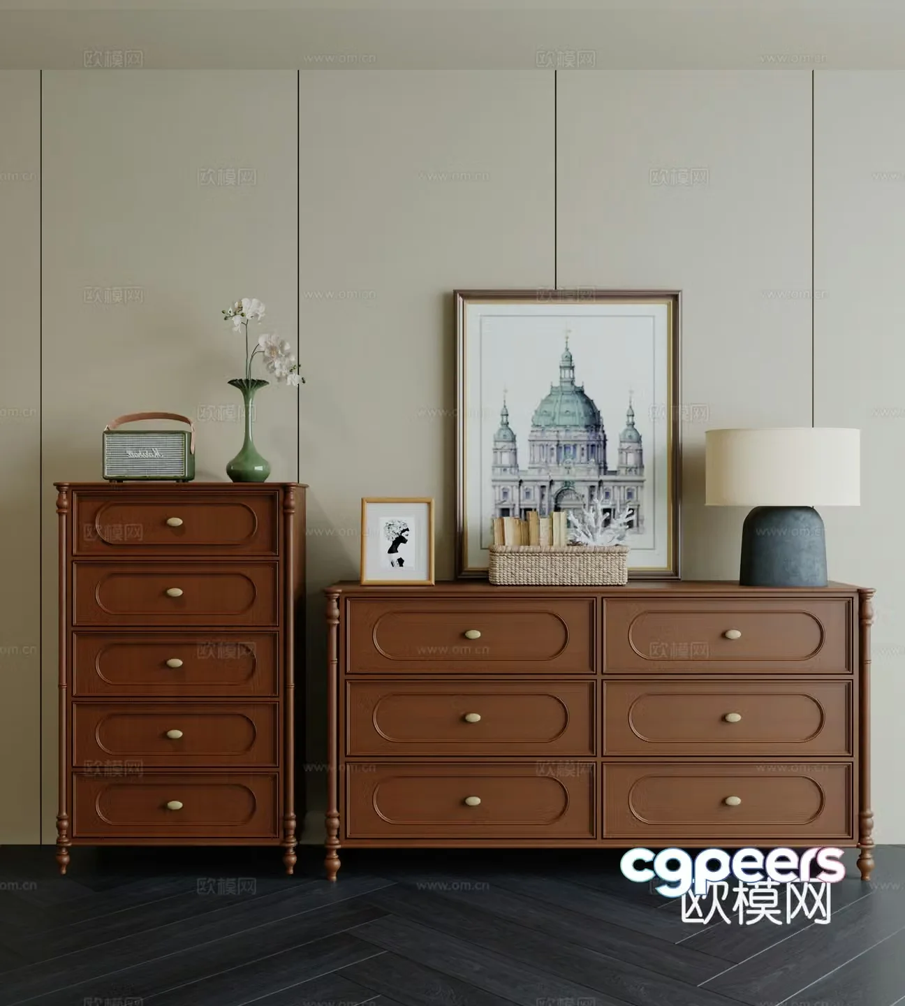 American style entrance cabinet American style chest of drawers 3D model