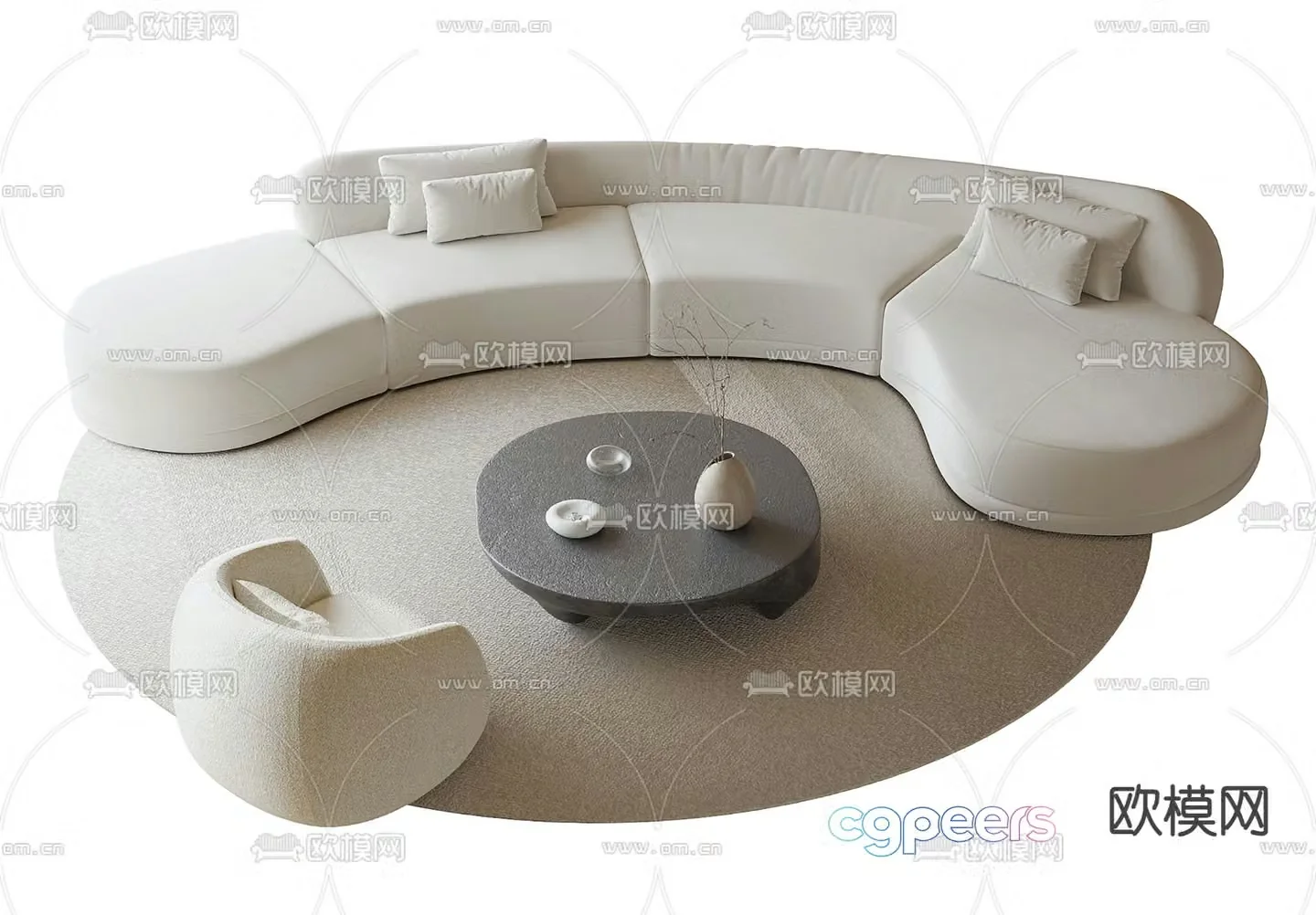 Curved sofa modular sofa 3d model