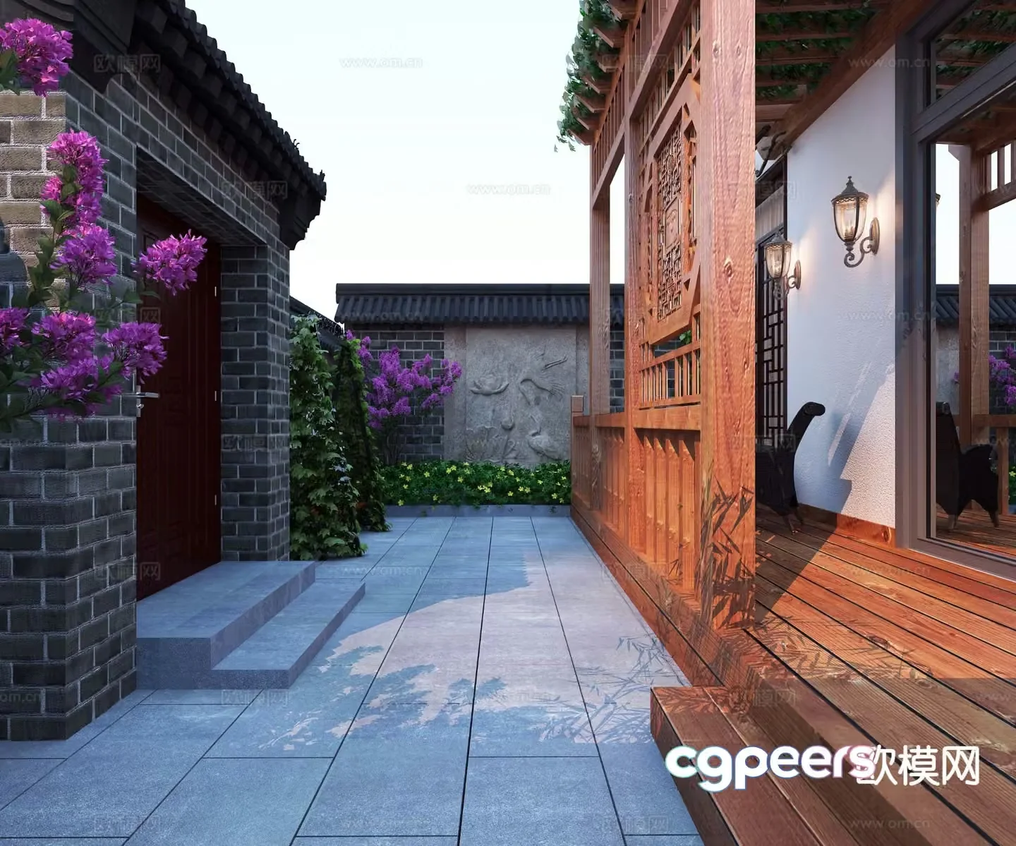 New Chinese style courtyard landscape 3D model
