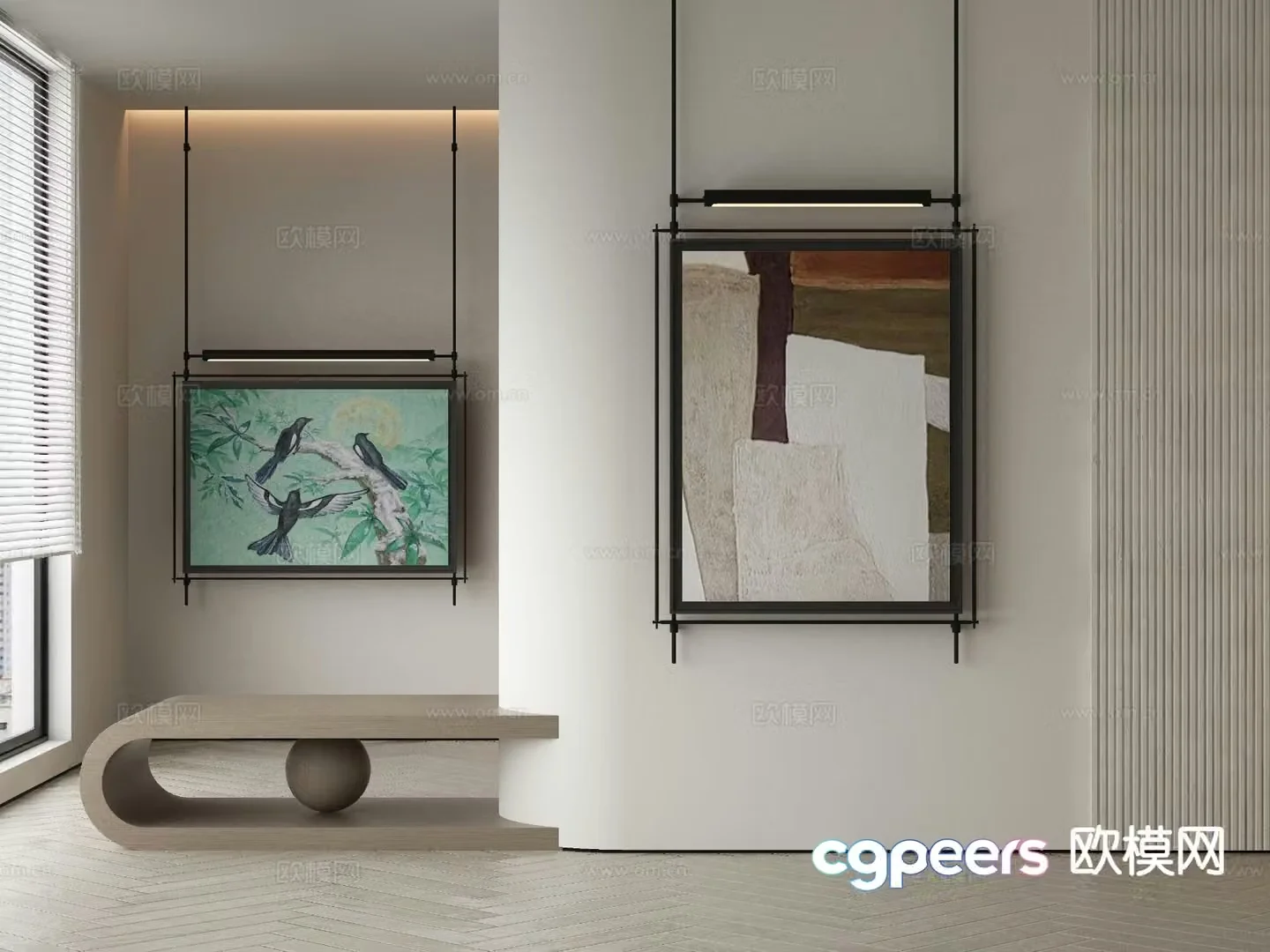 Modern decorative painting flower and bird painting 3d model