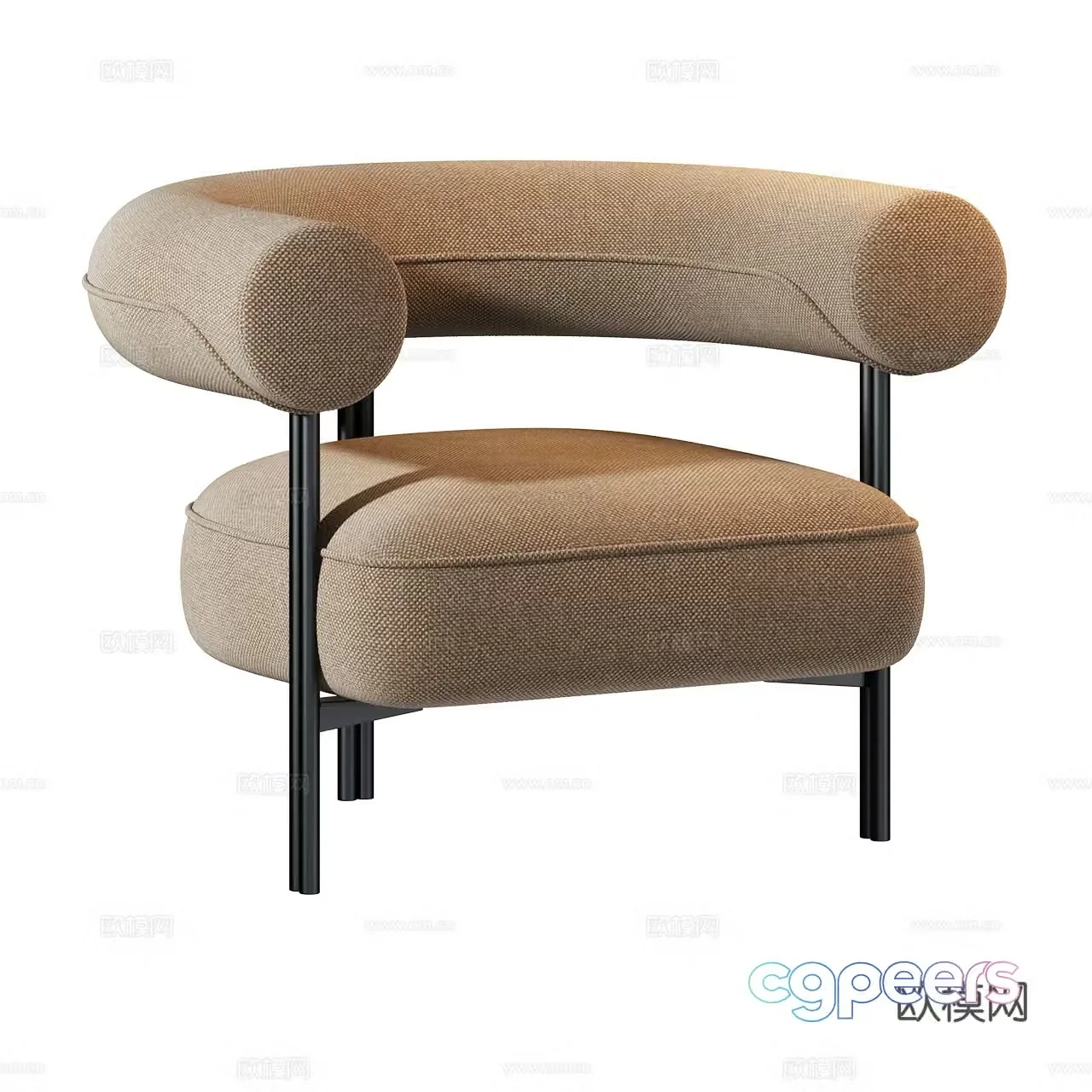 Liu Jo Living Modern Leisure Chair Fabric Leisure Chair Armchair 3D Model