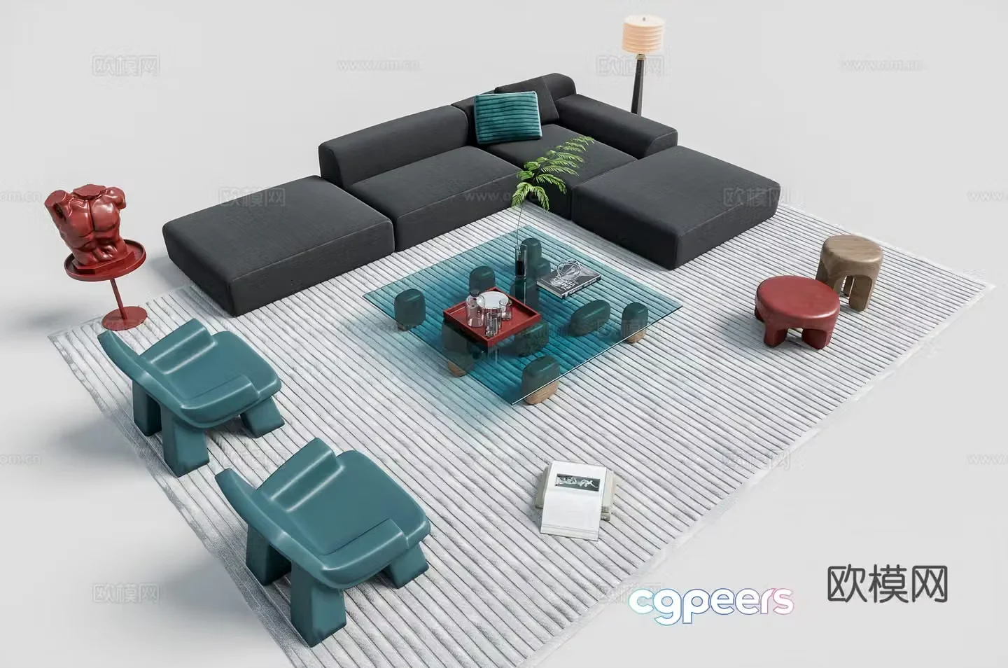 Modern modular sofa corner sofa 3d model