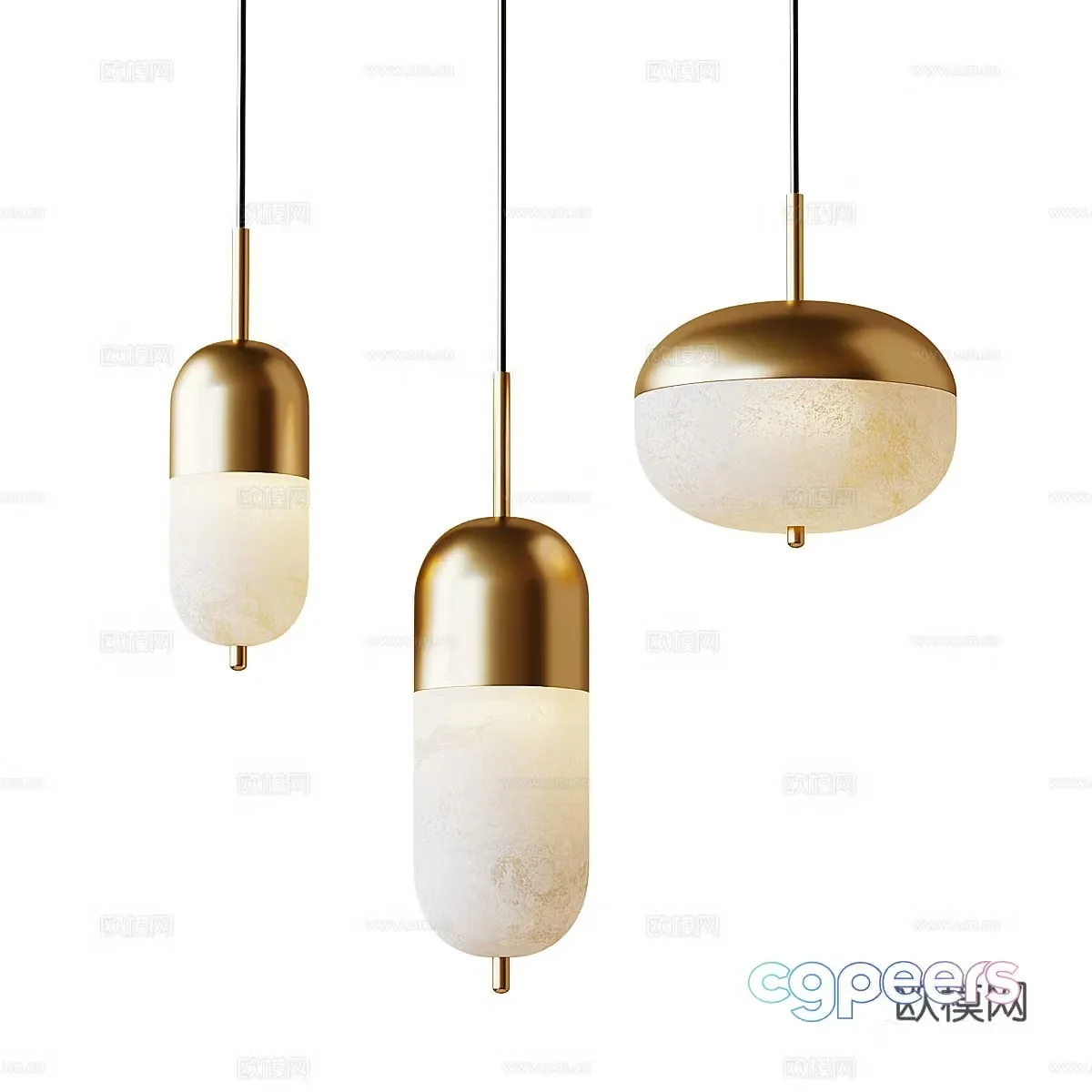Modern light luxury metallic glass decorative chandelier 3d model