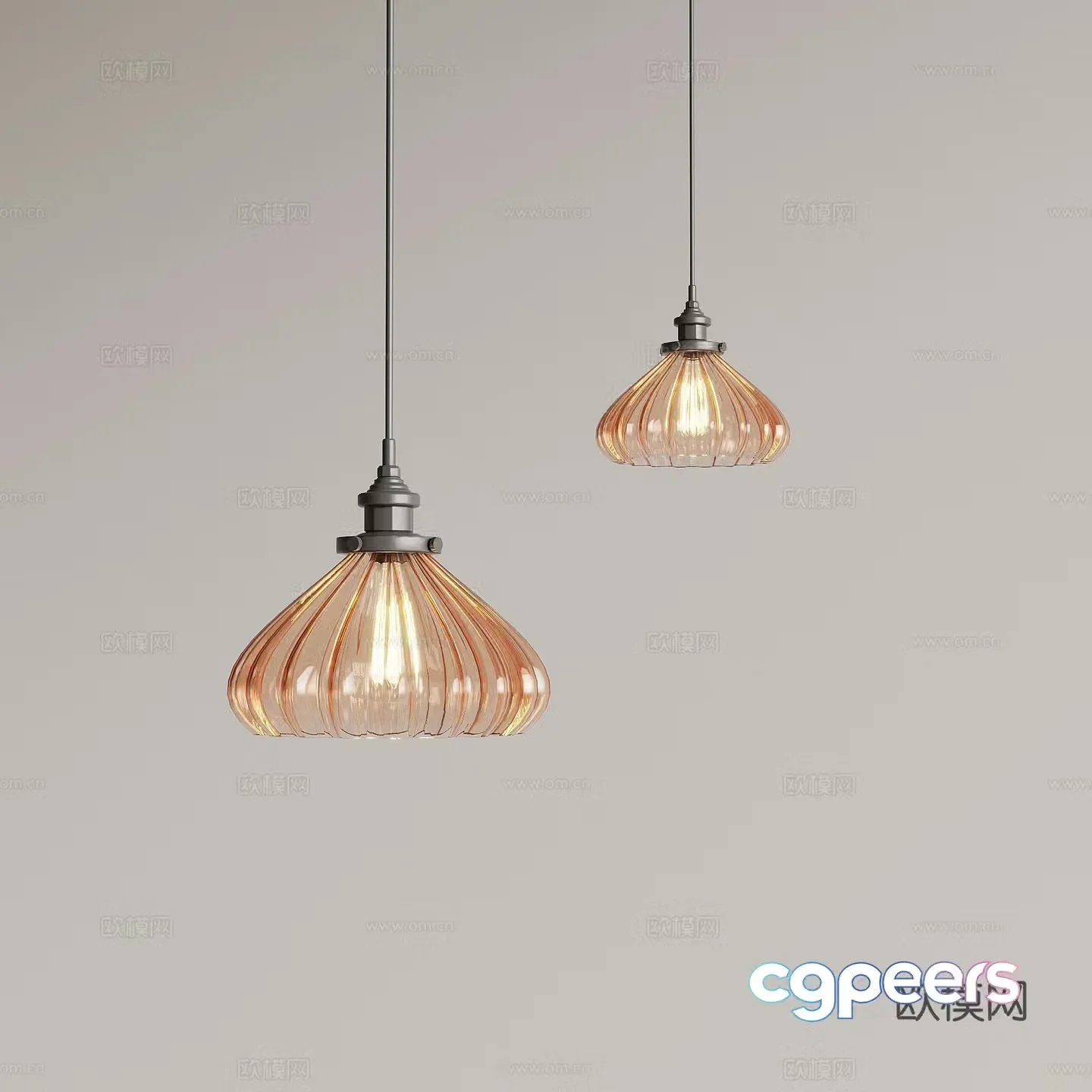 Retro style fishing line chandelier small chandelier 3d model