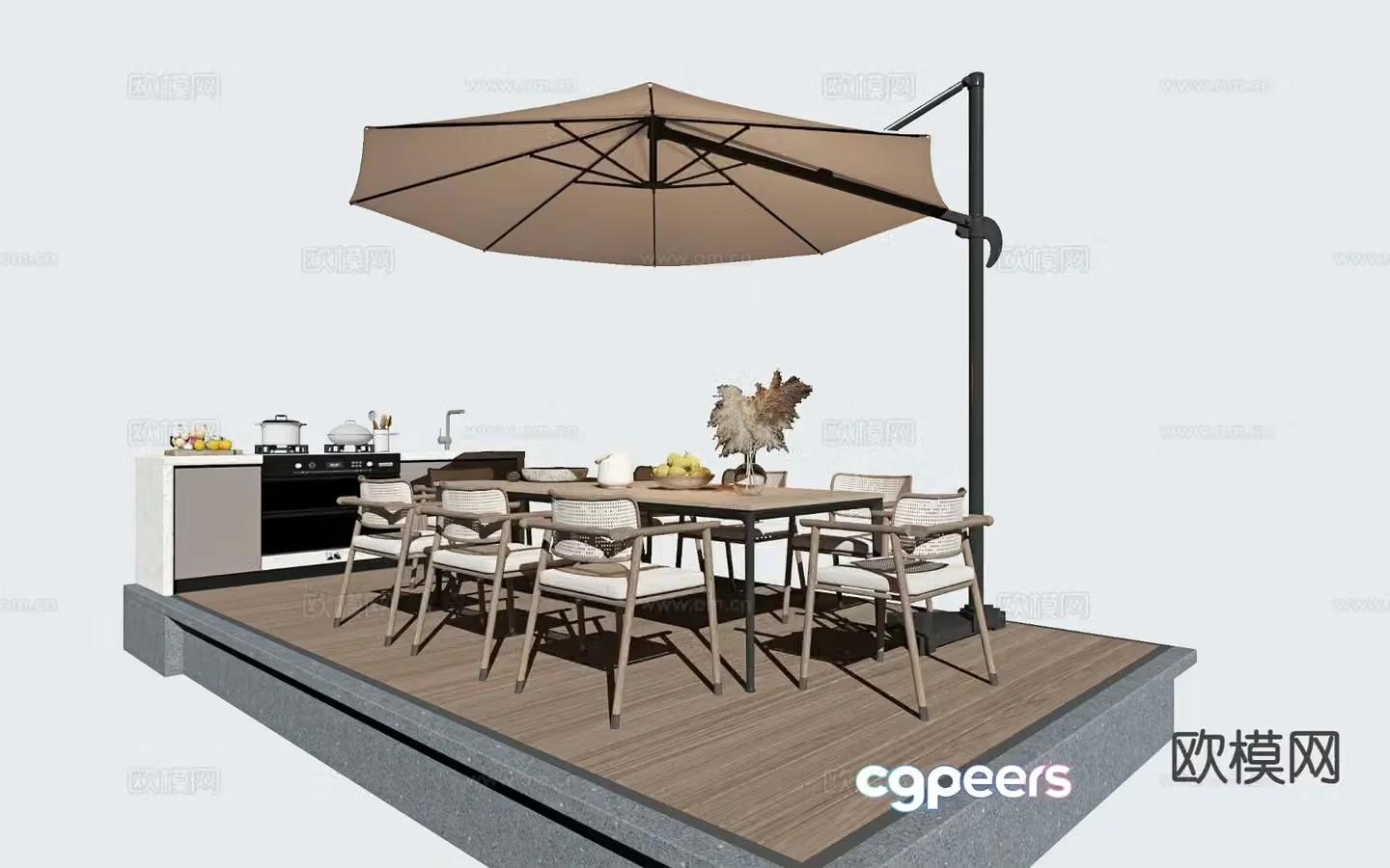 Modern outdoor table and chairs dining table and chairs 3d model