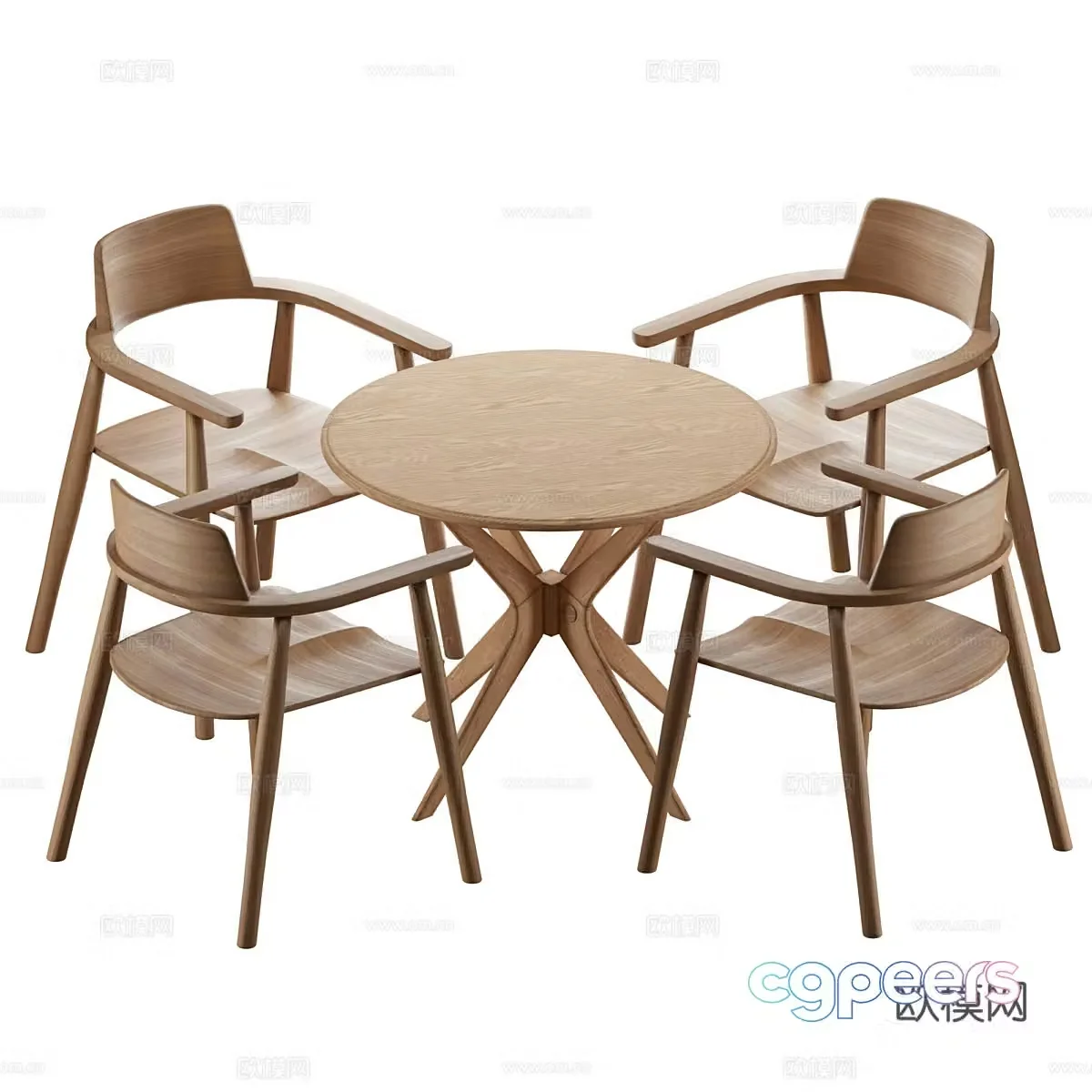 Round table and chair combination 3D model