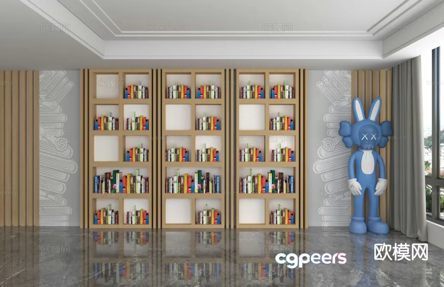 Modern bookcase display cabinet 3d model