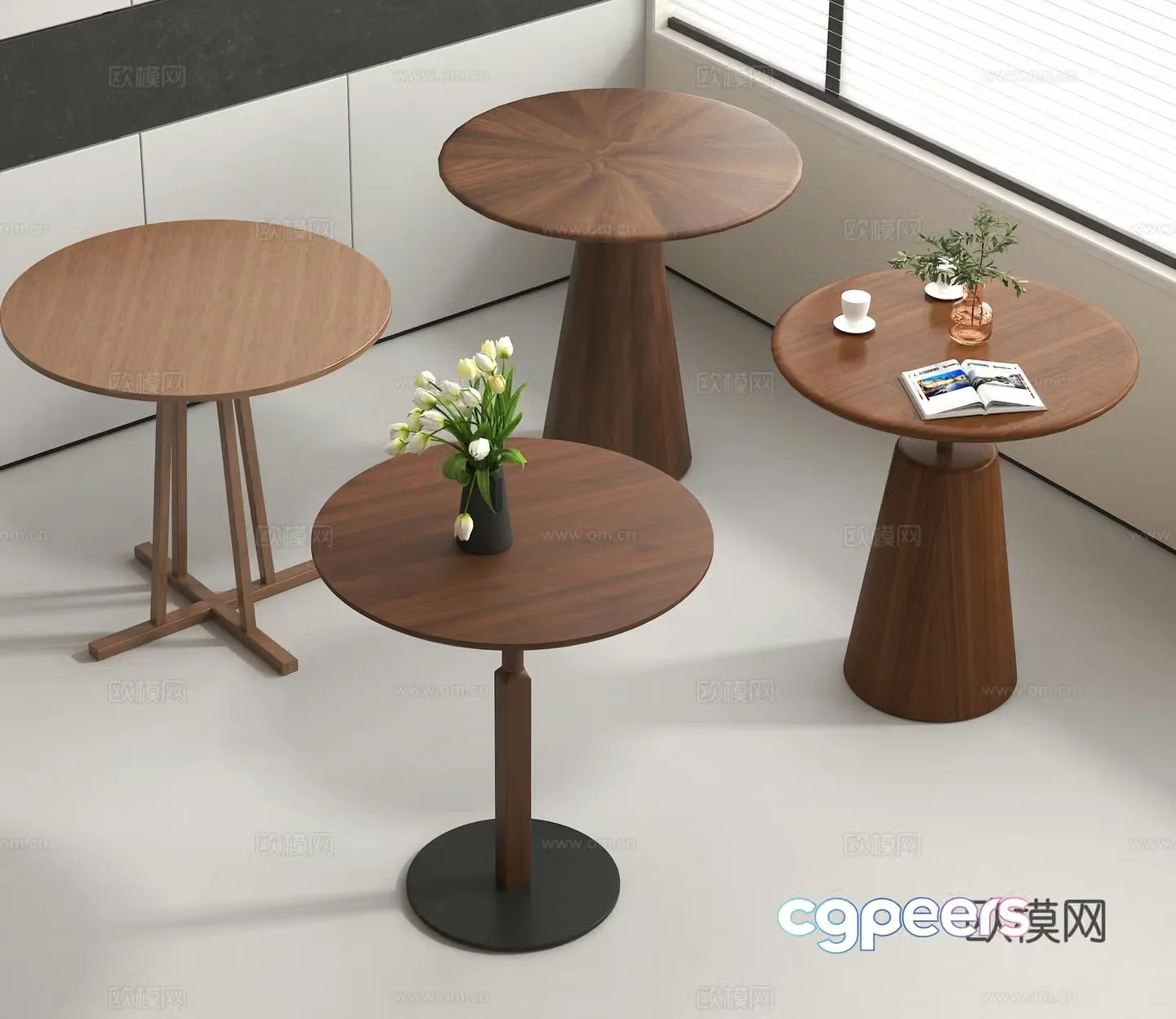 Round table dining table round table casual table 3d model