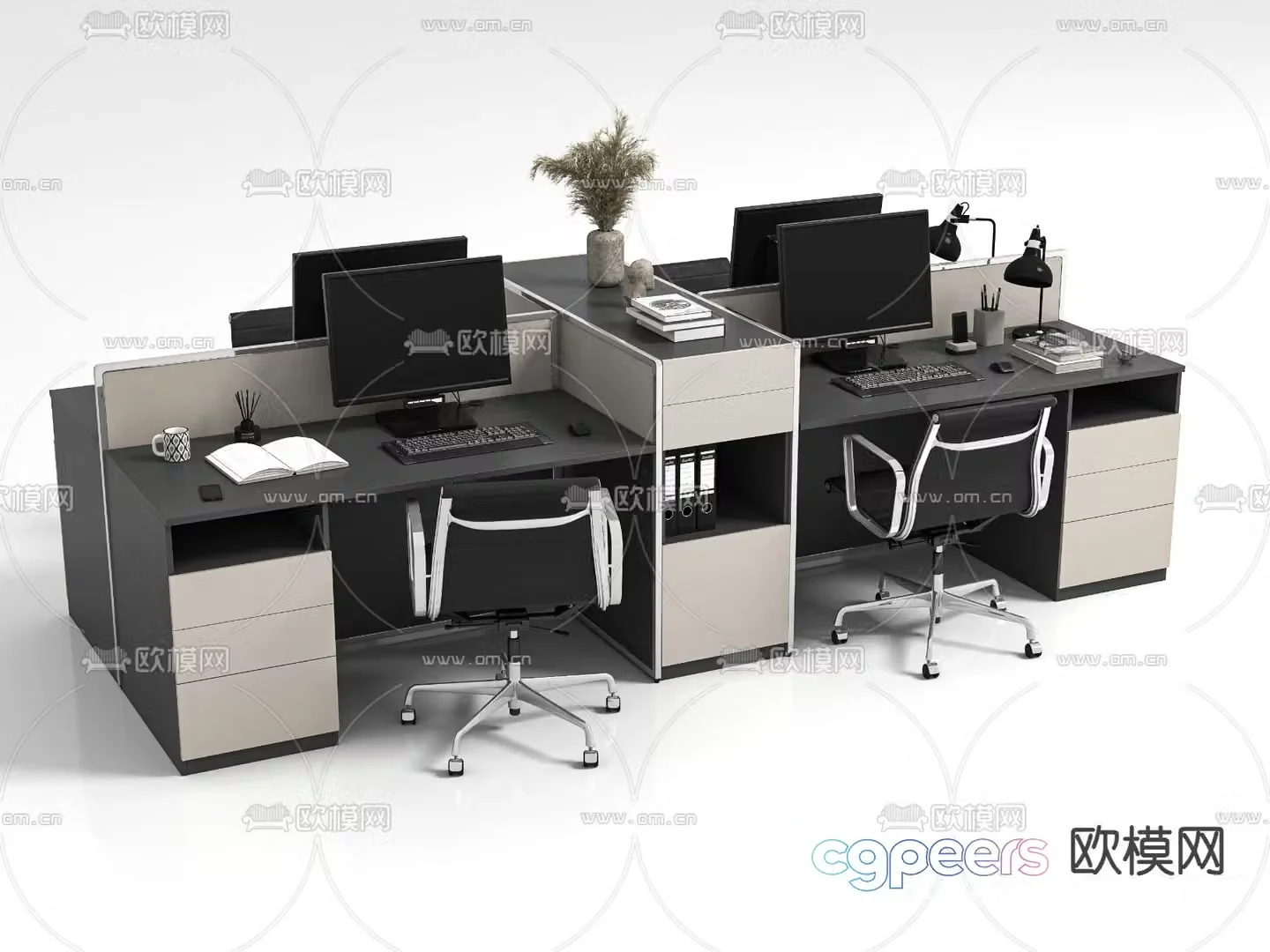 desk post workstation 3d model