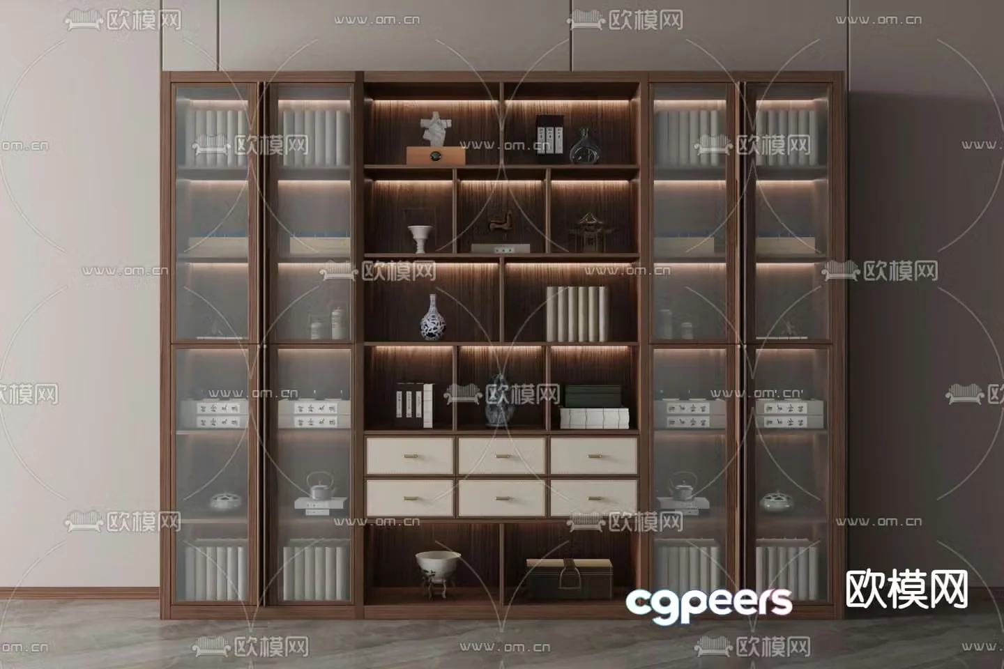 New Chinese style bookcase shelf 3d model