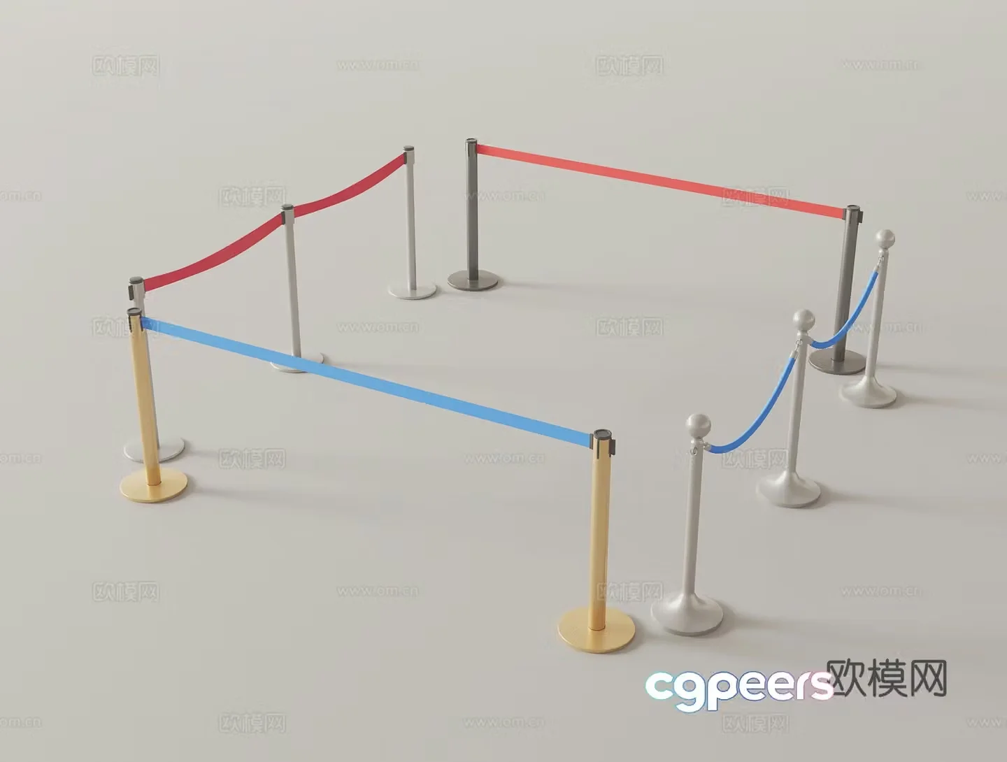 modern railing handrail 3d model