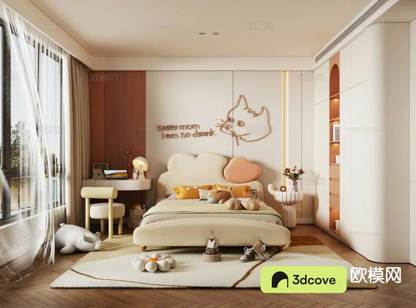 Cream style children’s room 3D model of children’s room