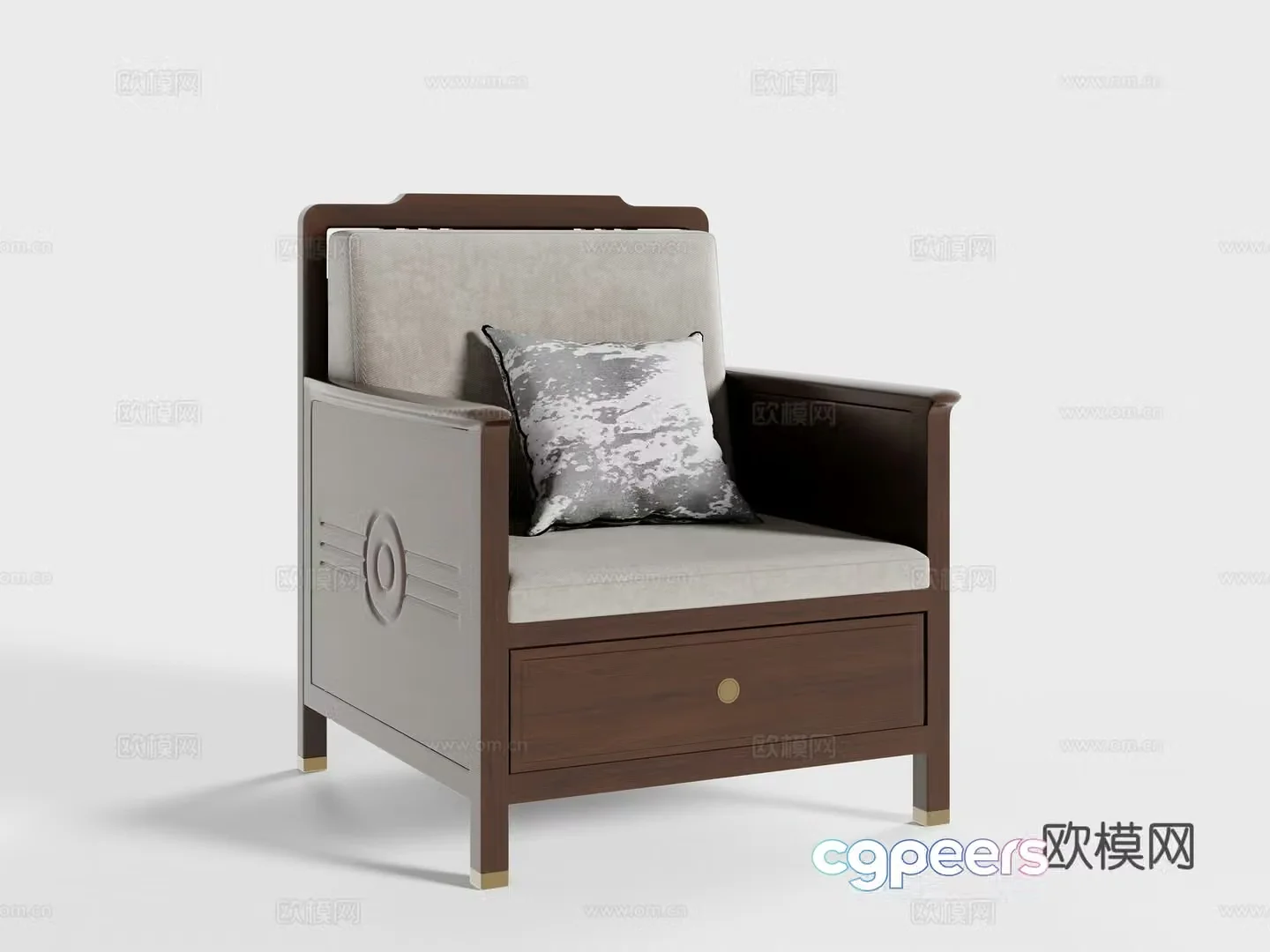 New Chinese single sofa 3D model