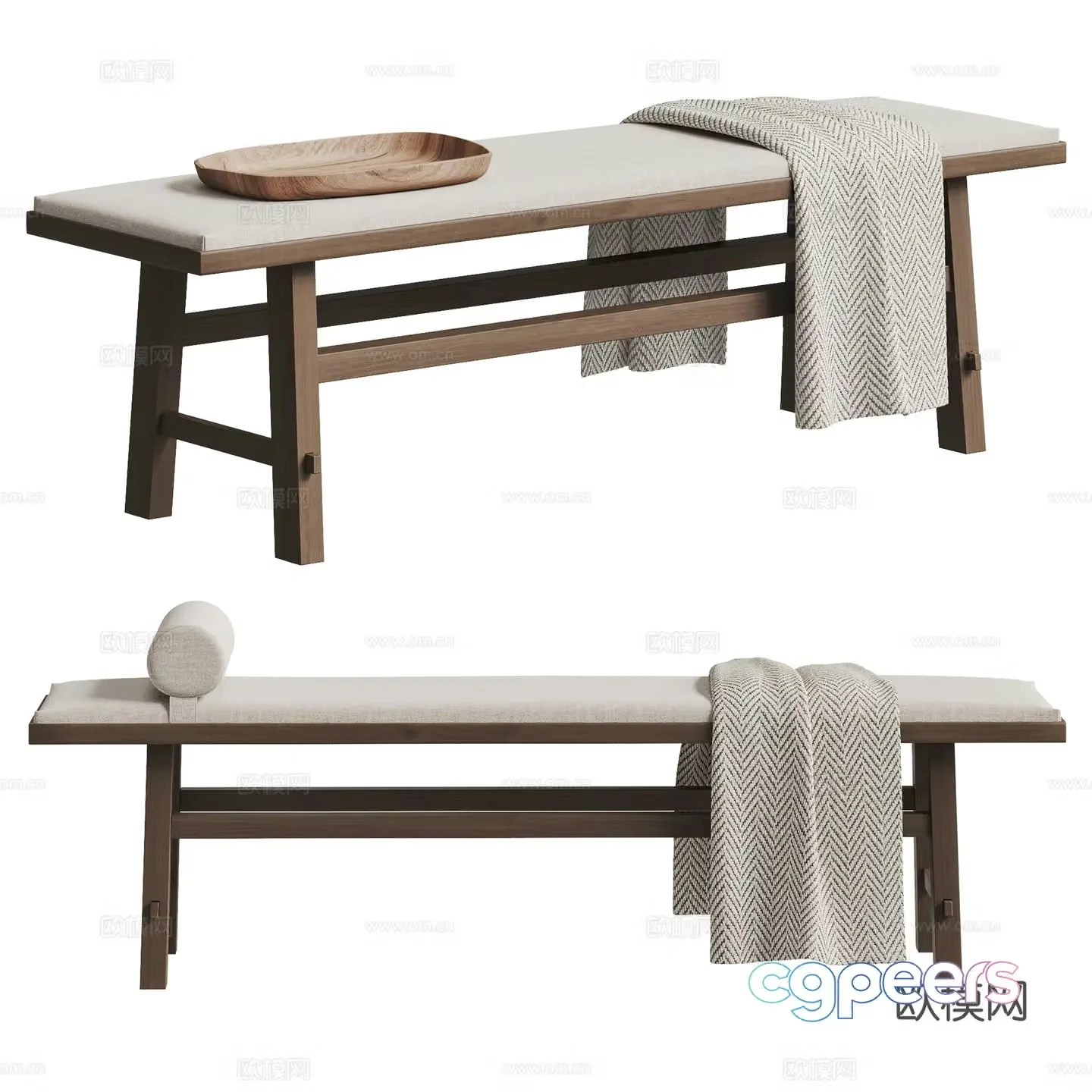 Modern bed stool 3d model
