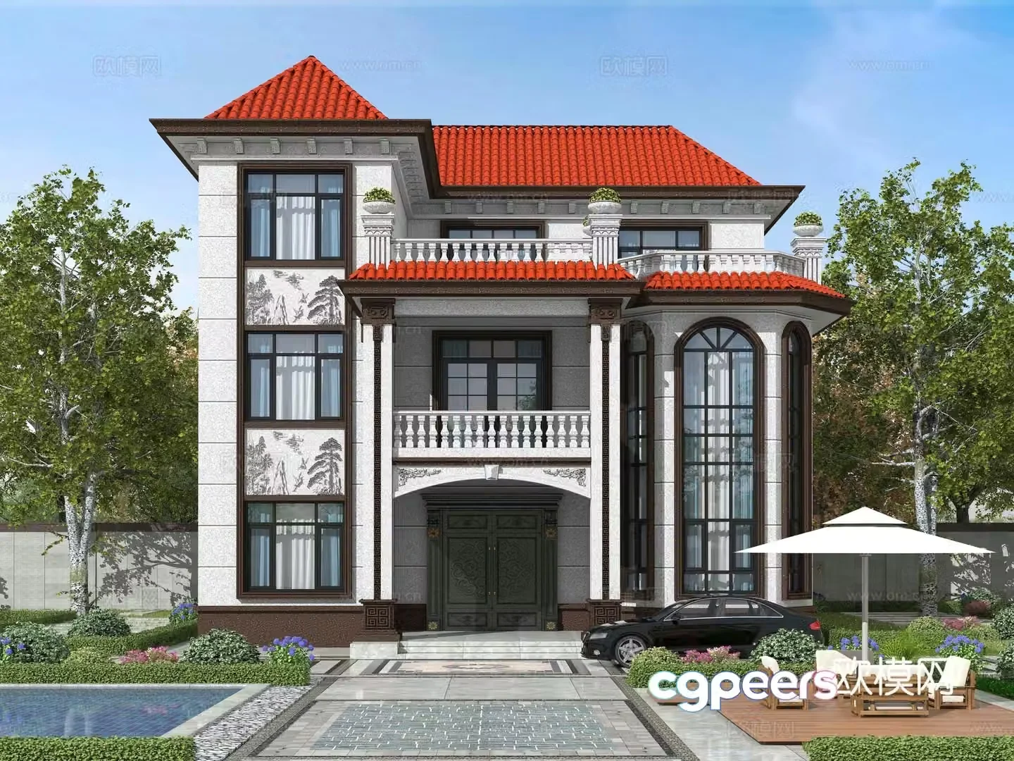 Simple European single-family villa appearance 3D model