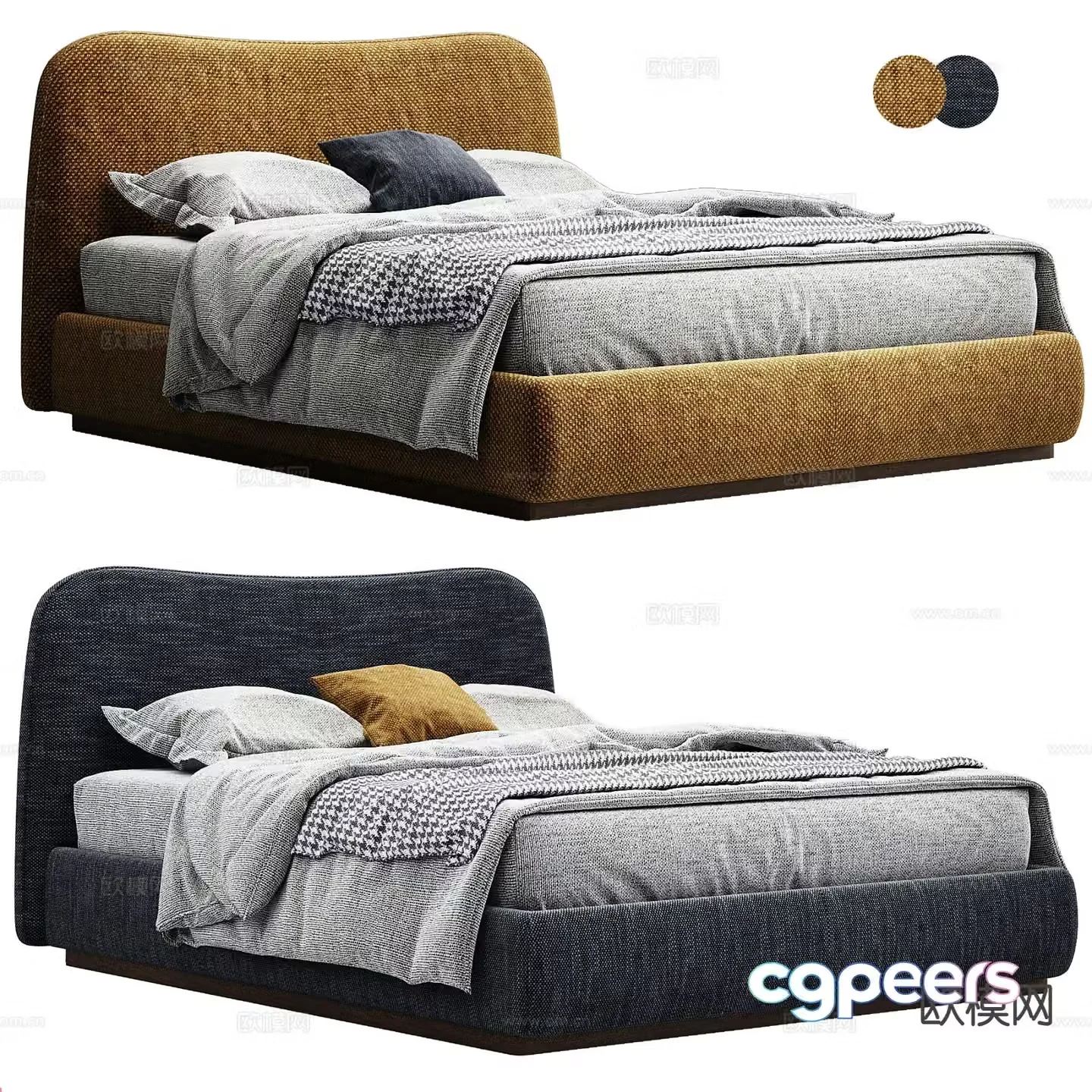 Modern double bed 3d model