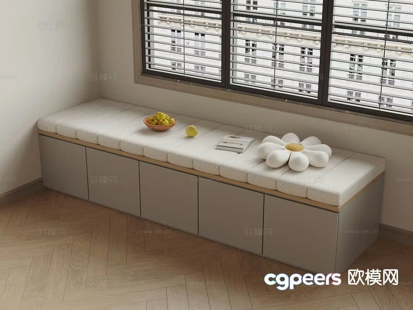 Modern bay window cabinet bay window mat 3d model