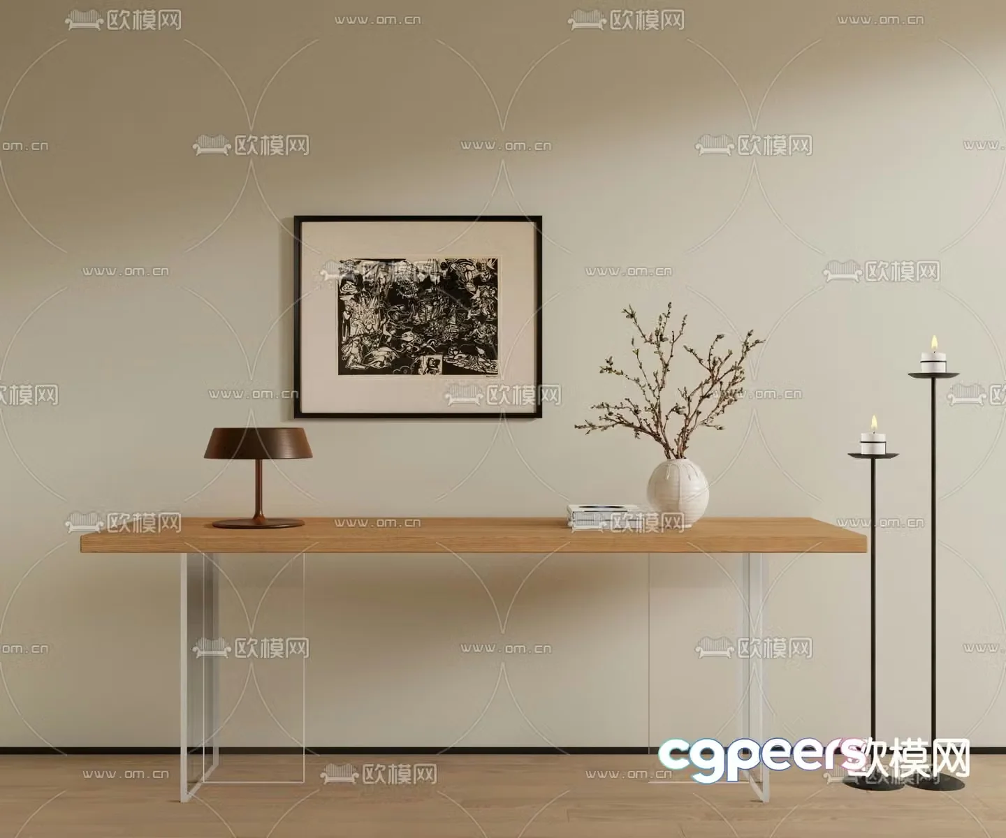 3D model of Duanjing strip entrance hall desk
