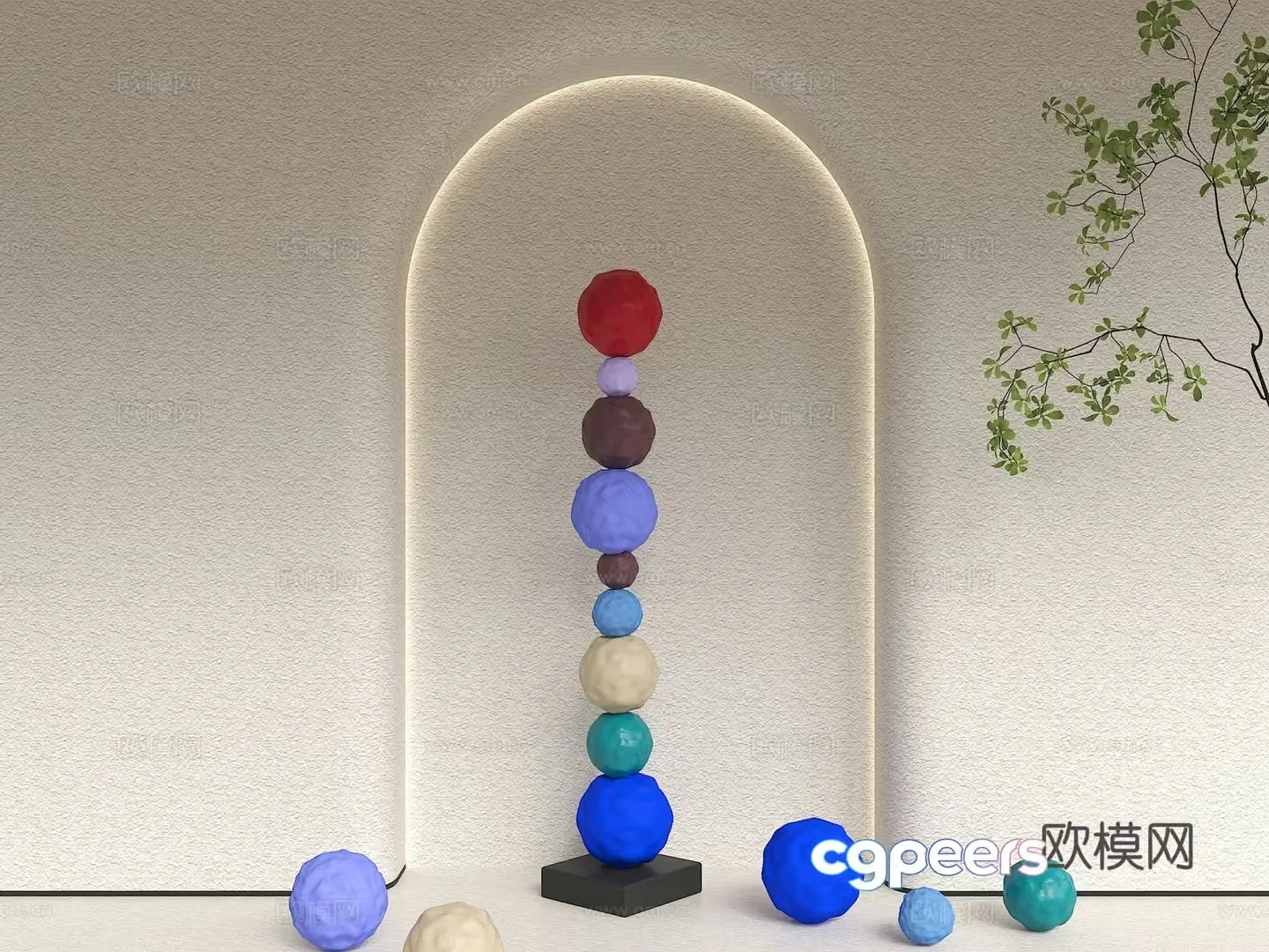 Modern sculpture ornaments Colorful stone art sculpture Abstract artistic ornaments End scene ornaments Colorful 3D model