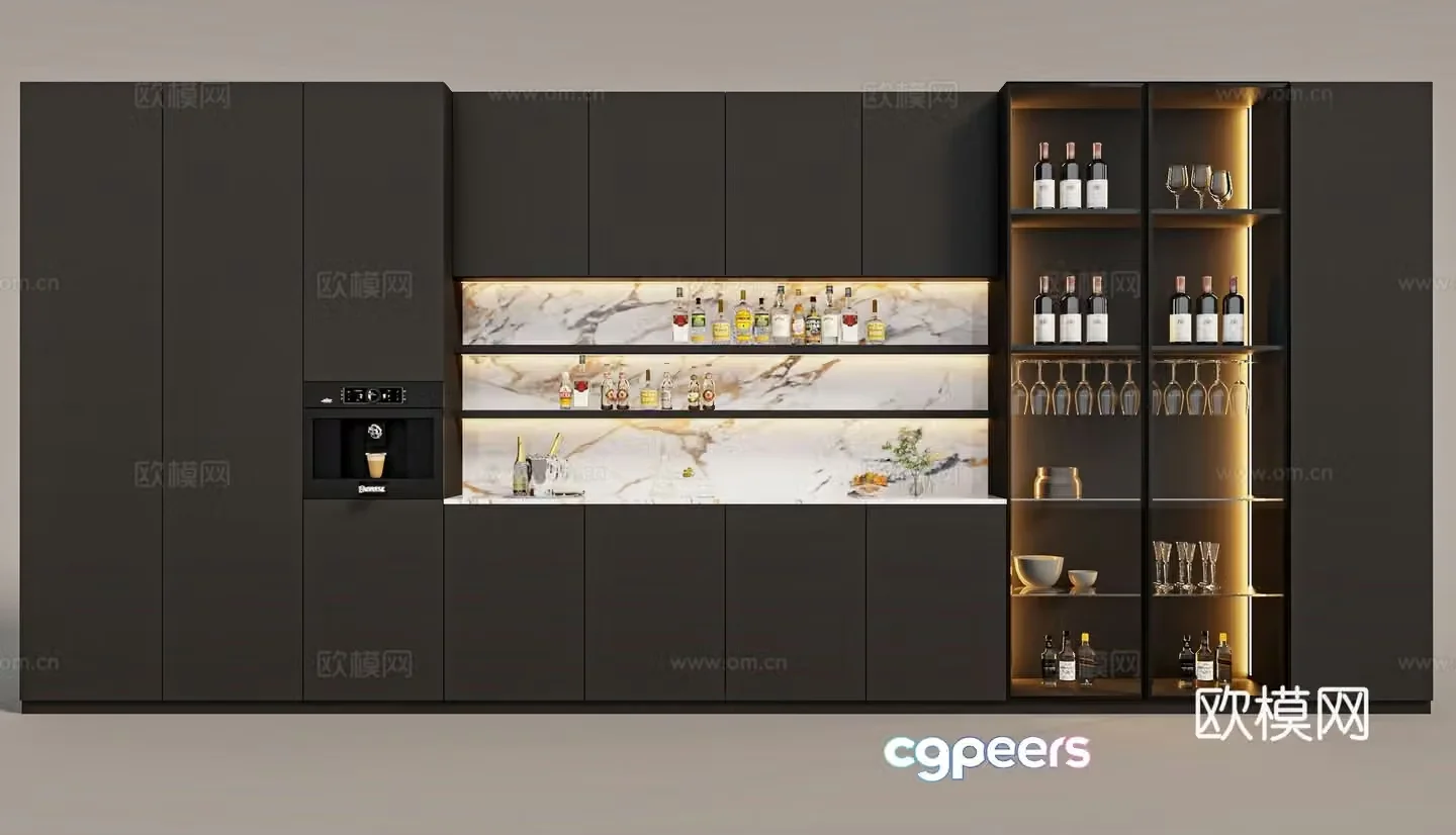Modern wine cabinet sideboard 3d model