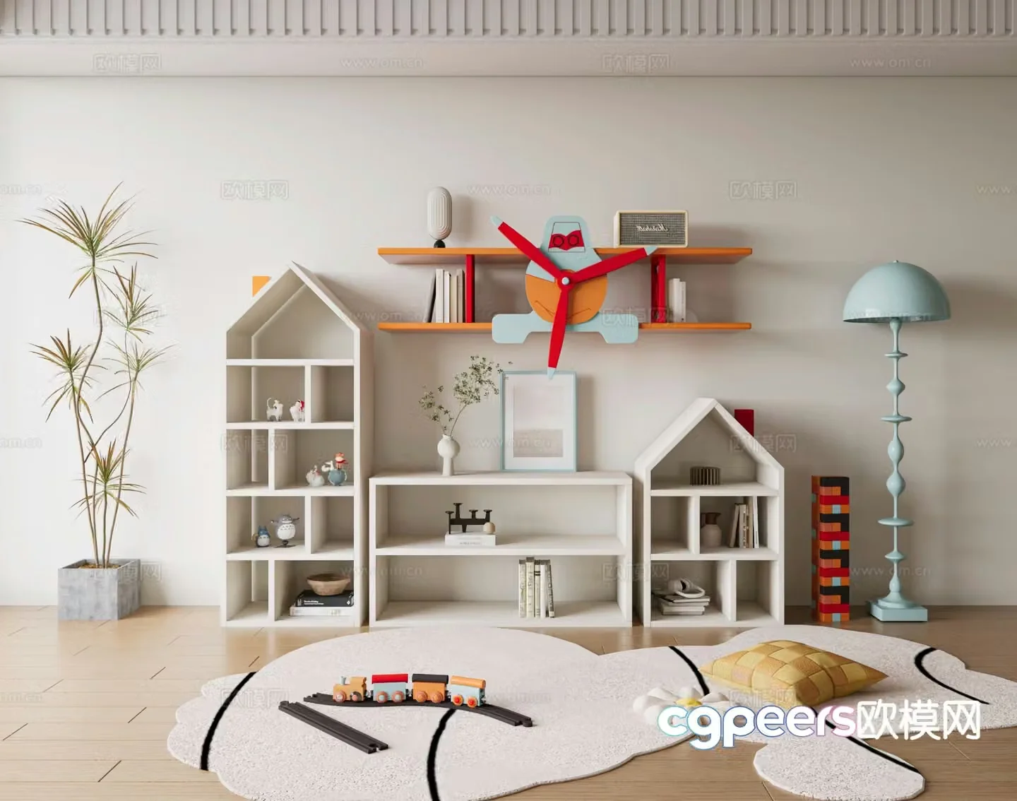 Modern children’s bookcase 3d model