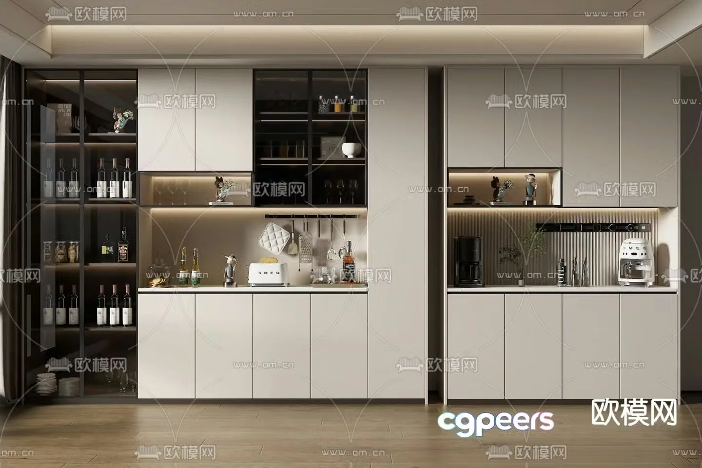 Modern wine cabinet 3d model