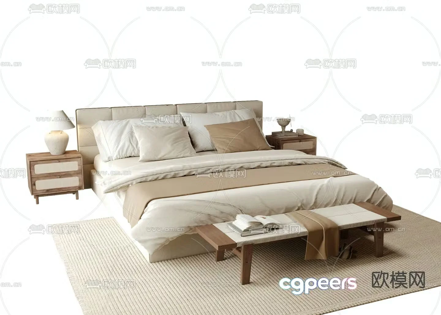 Modern double bed 3d model