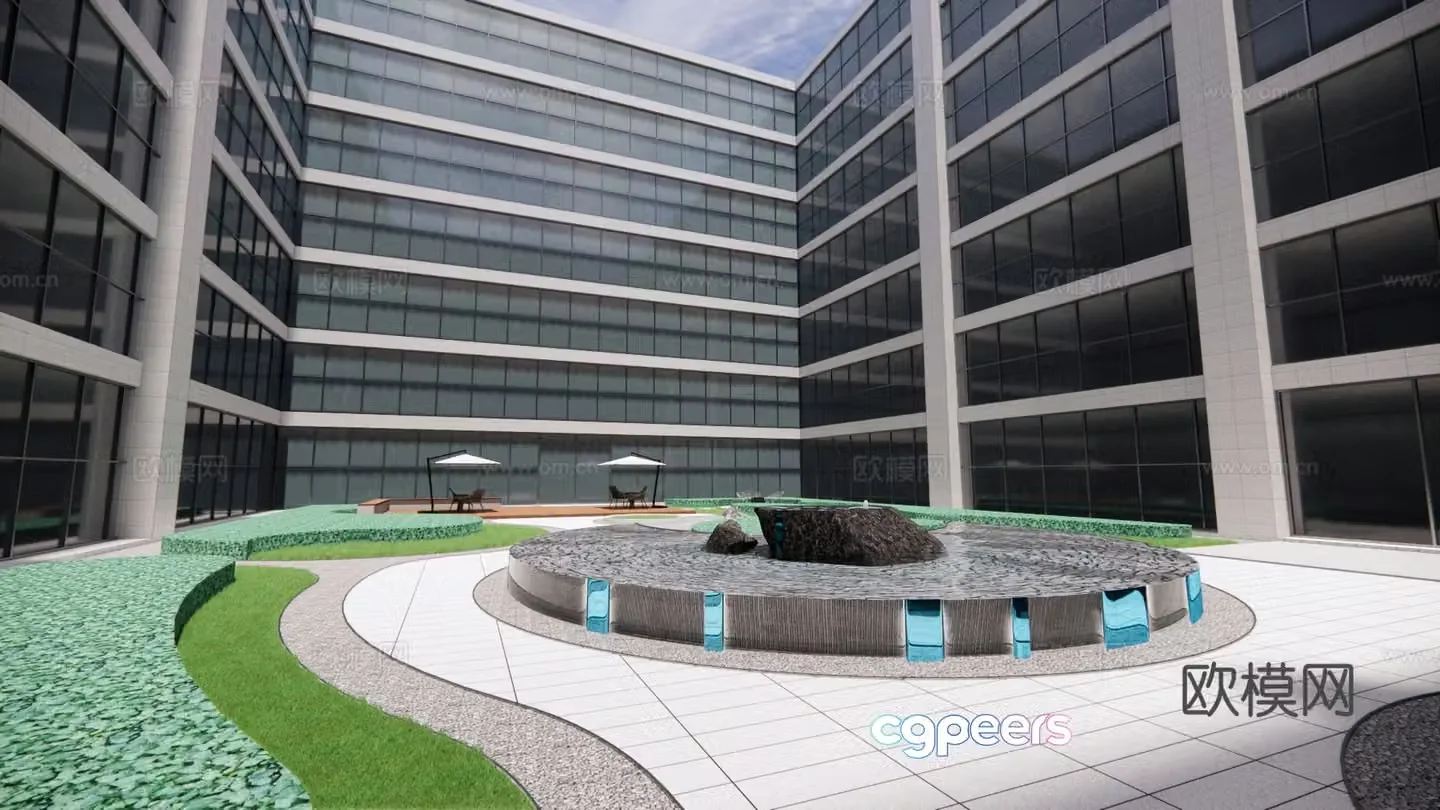Modern office landscape_Atrium landscape_Small garden_Roof garden 3D model