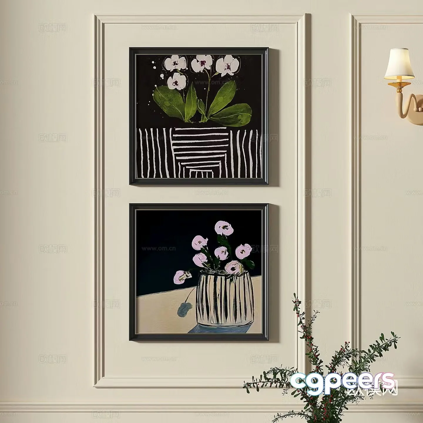 French retro medieval decorative painting 3d model