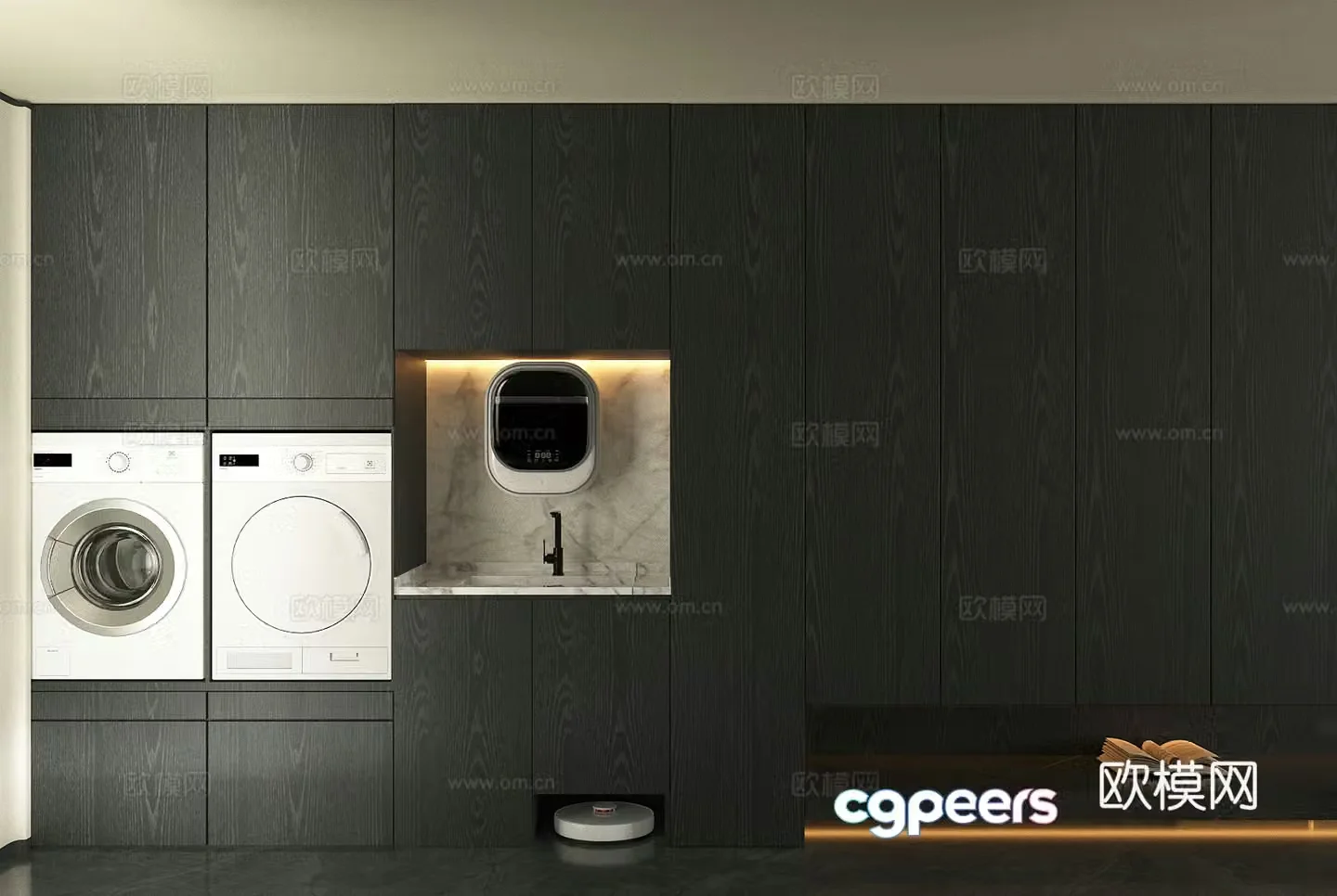 Log-wind balcony washing machine cabinet wall-mounted washing machine washing machine hand dryer sweeping robot 3D model