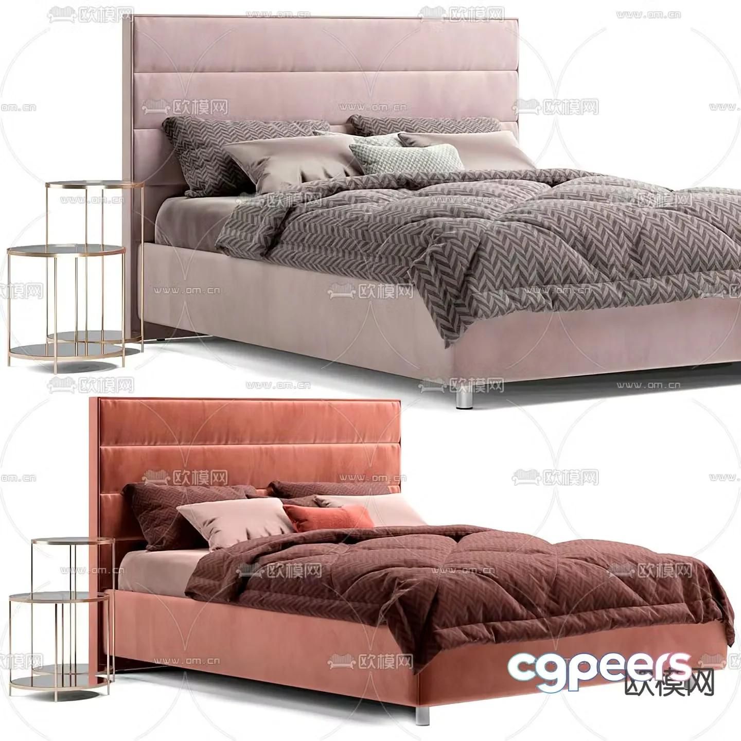 Modern fabric double bed 3d model