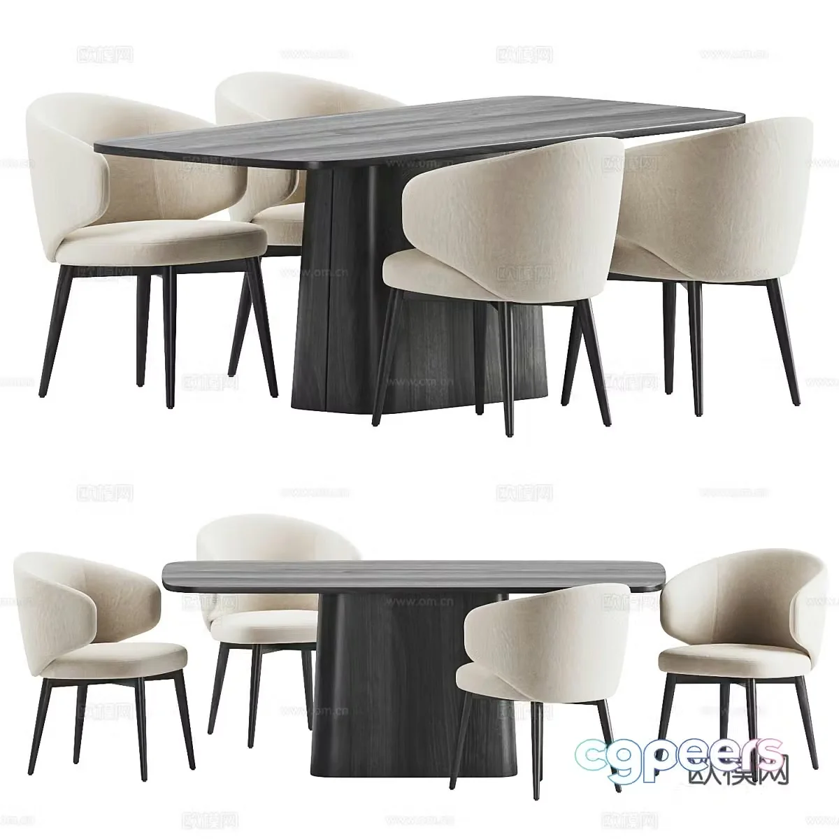 Modern dining table and chair 3d model
