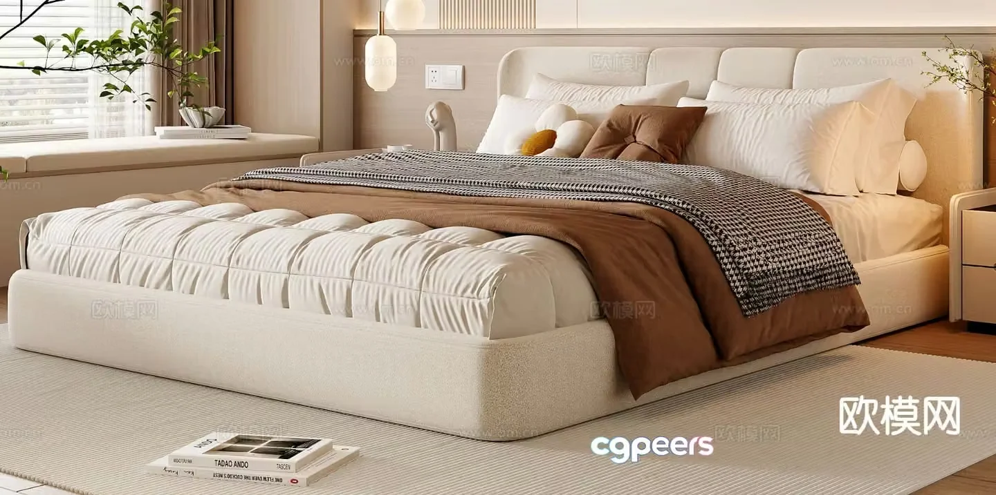 Modern double bed 3d model