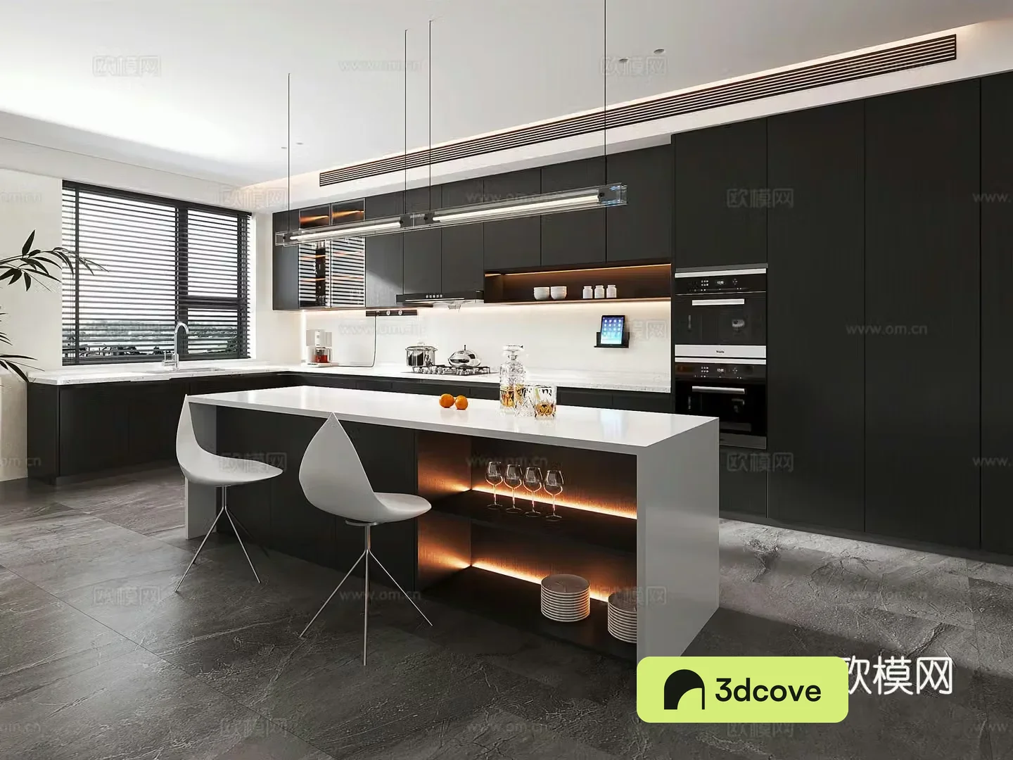 Italian style open kitchen dining cabinet dining bar dining chair dining chandeliers kitchen