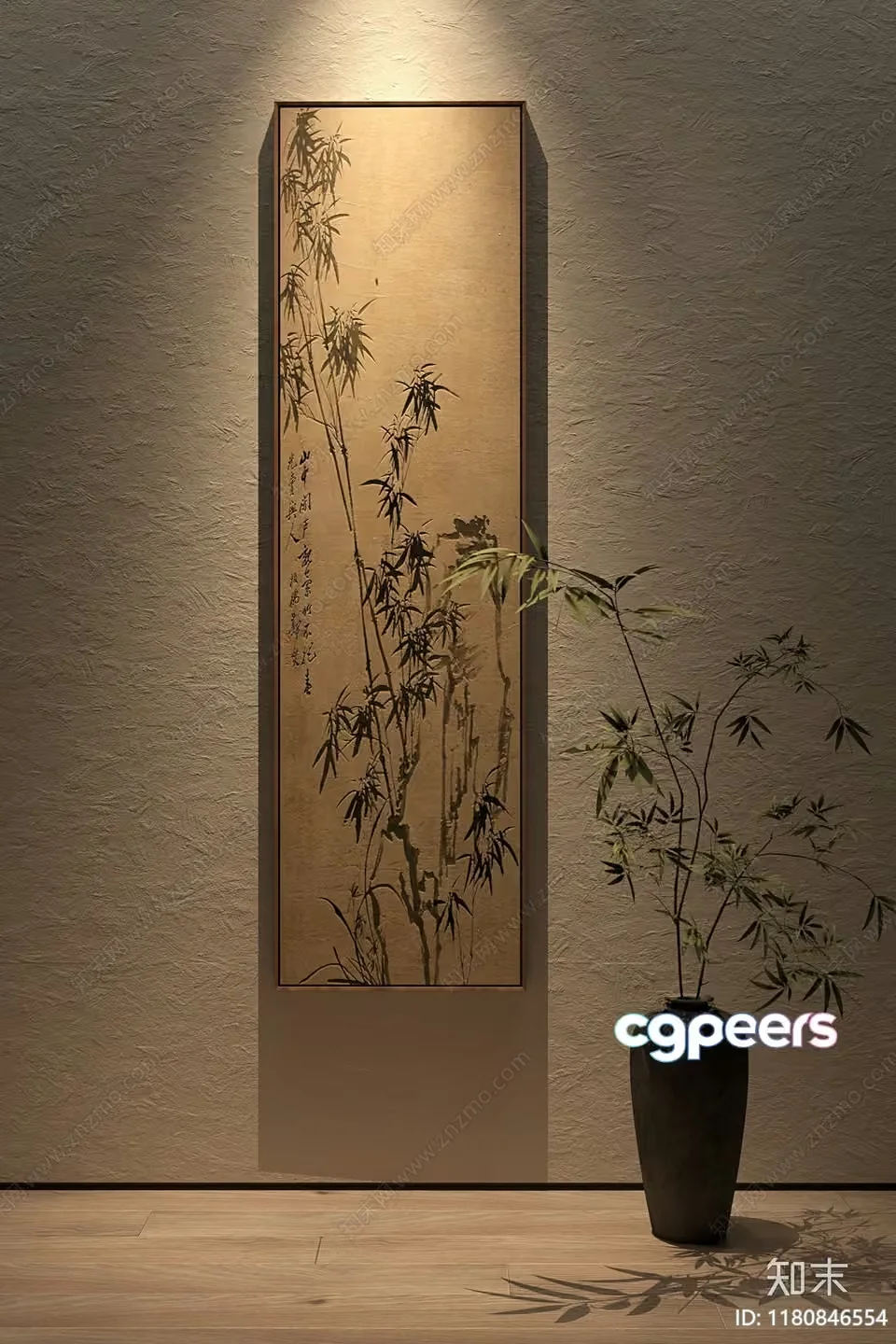 A Framed Bamboo Painting 3D Model – 12140 – VRAY Render