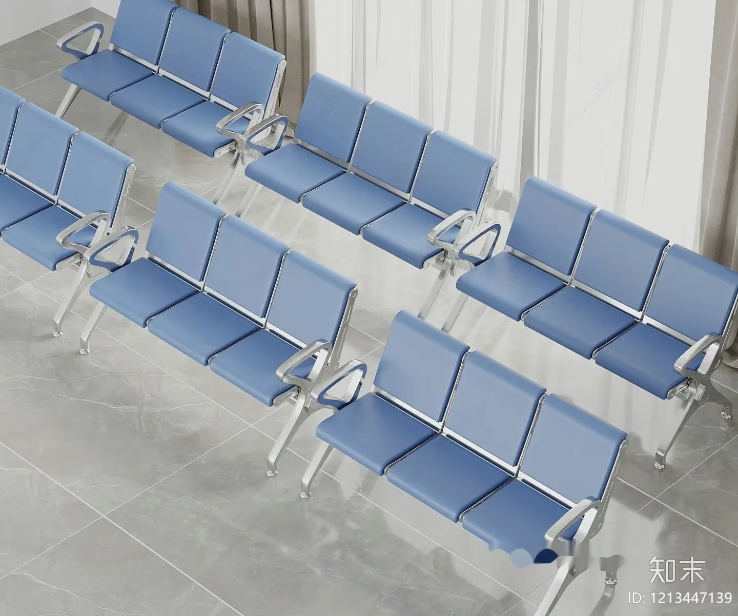 Blue Waiting Room Chairs 3D Model – 5008 – VRAY Render