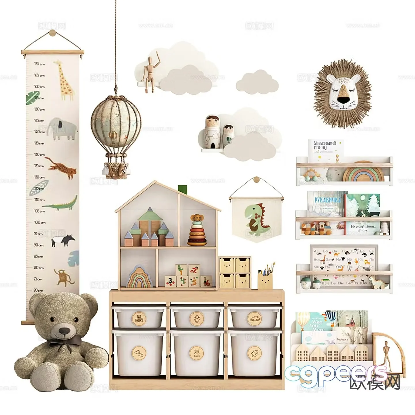 Modern children’s toy cabinet storage cabinet 3d model