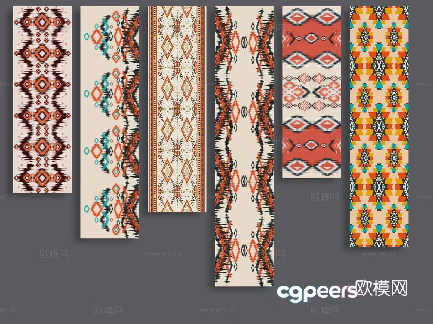 Chinese Miao Mongolian elements silhouette ethnic minority elements pattern wall decoration traditional patterns cloud 3d model