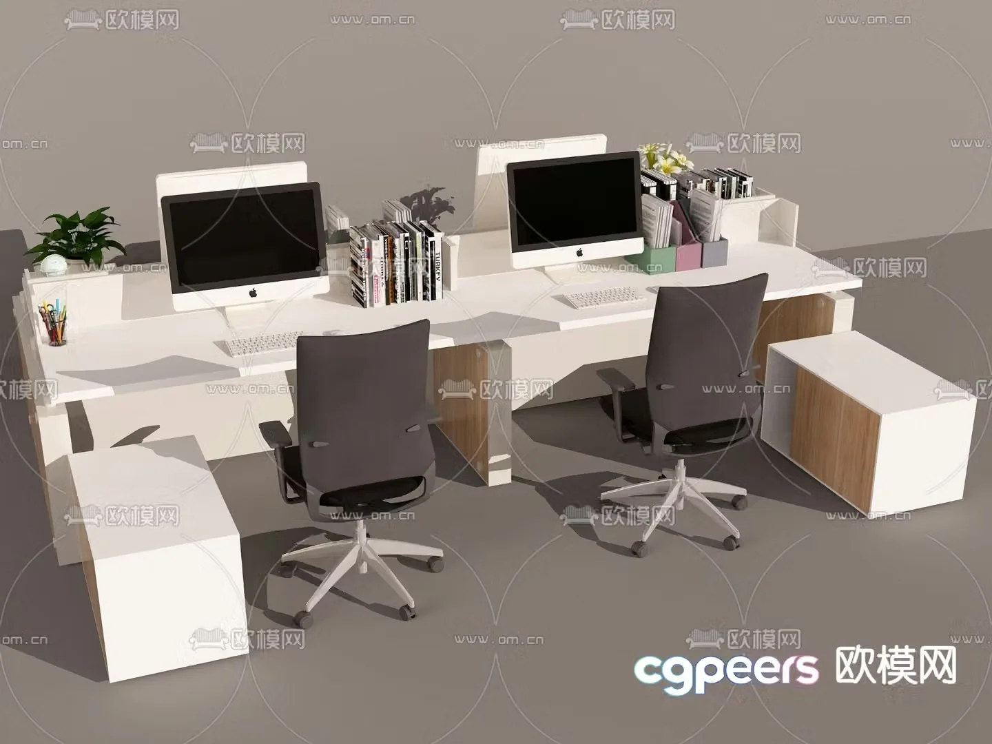 Office desk and chair work station staff table 3d model
